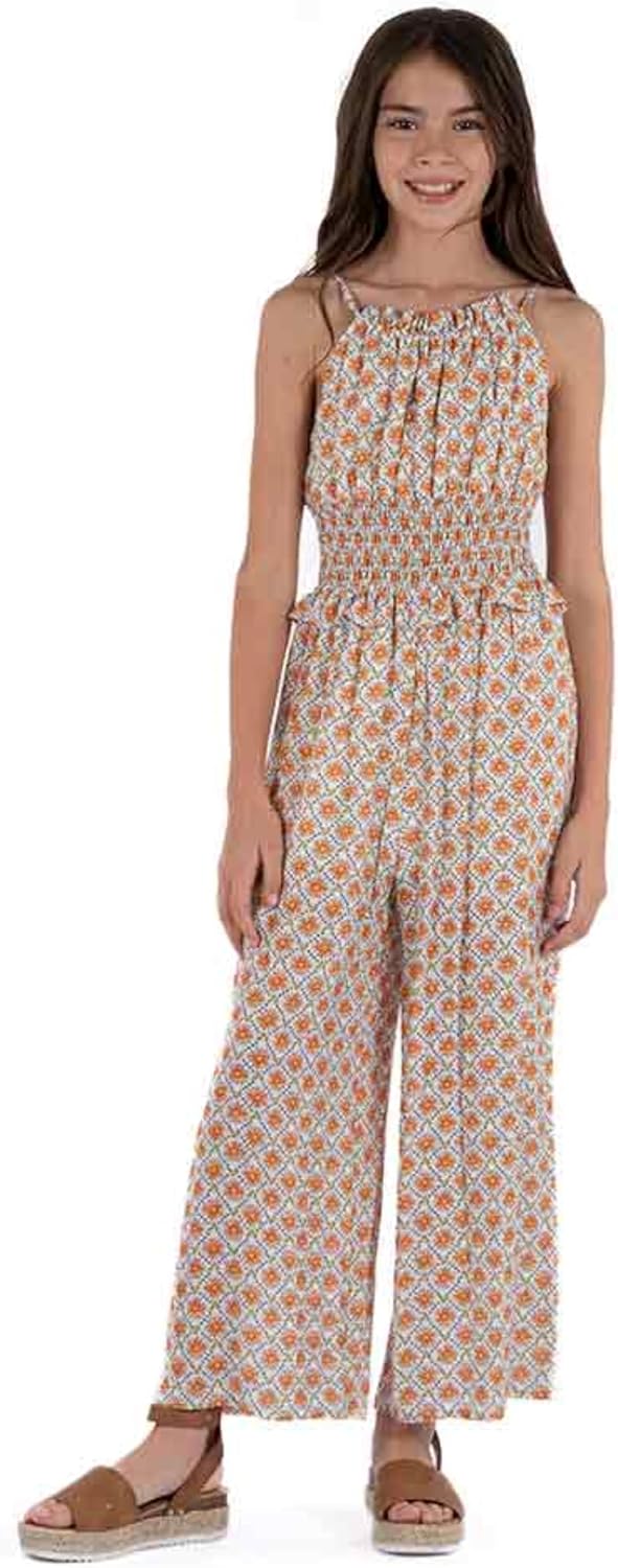 Speechless Girls' Sleeveless Halter Neck Wide Leg Jumpsuit