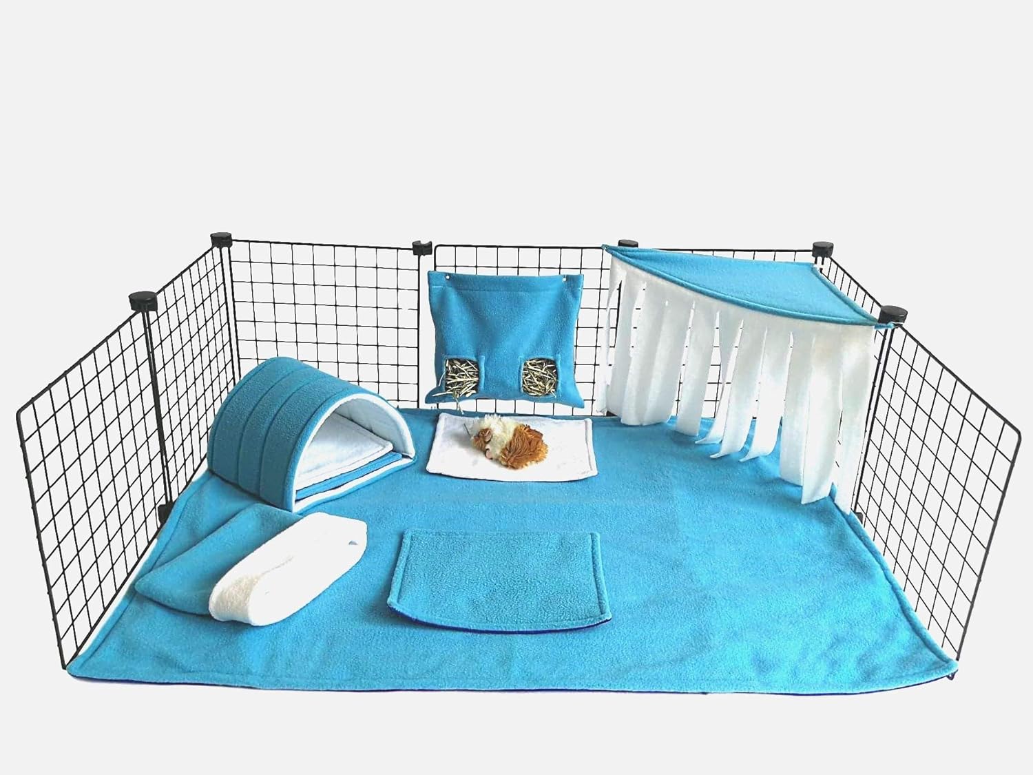 C&C guinea pig, small animal waterproof fleece cage liner set Turquoise