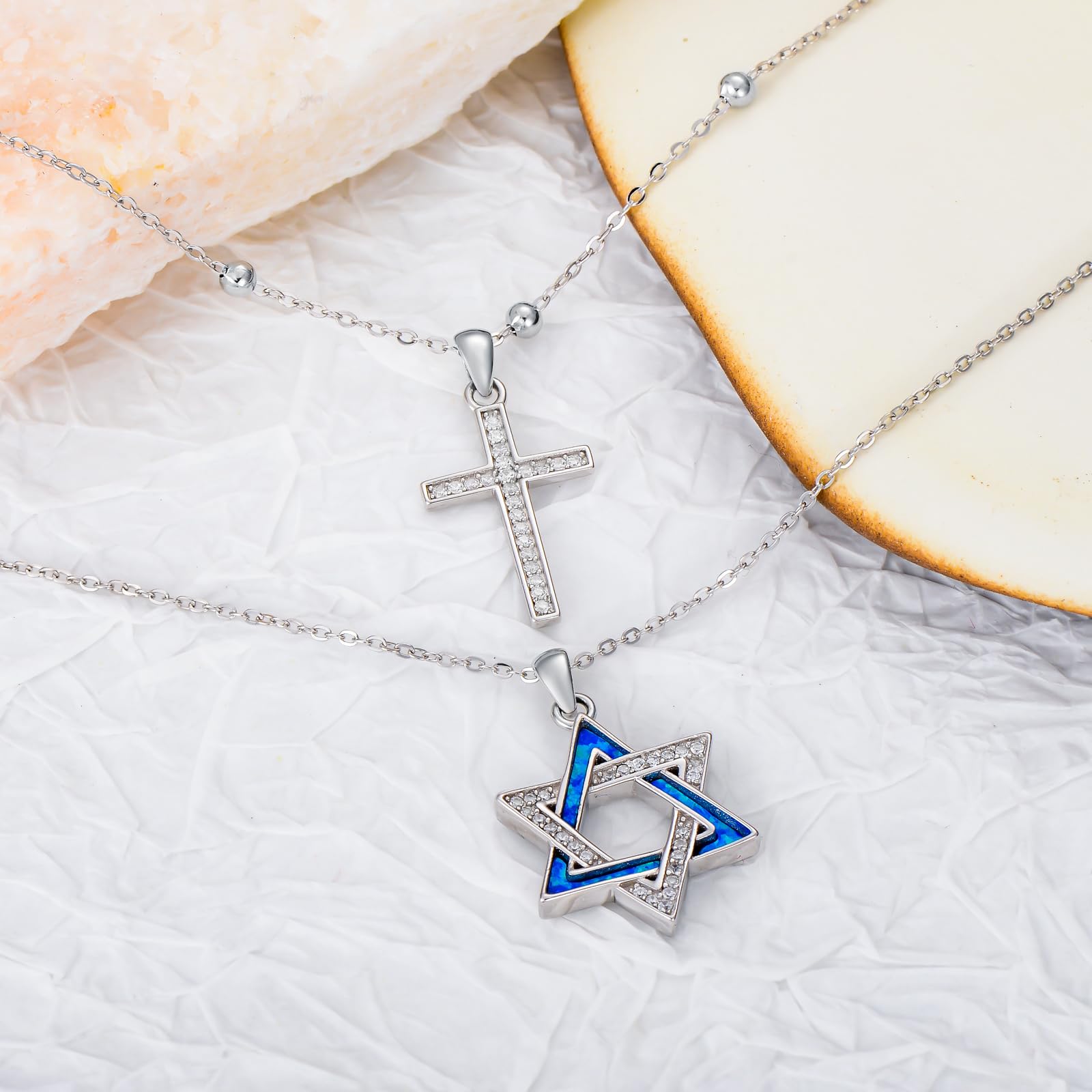 Collana a forma di stella di David, in argento sterling 925, con opale a forma di stella di David, con ciondolo a forma di stella ebraica, idea regalo per donne