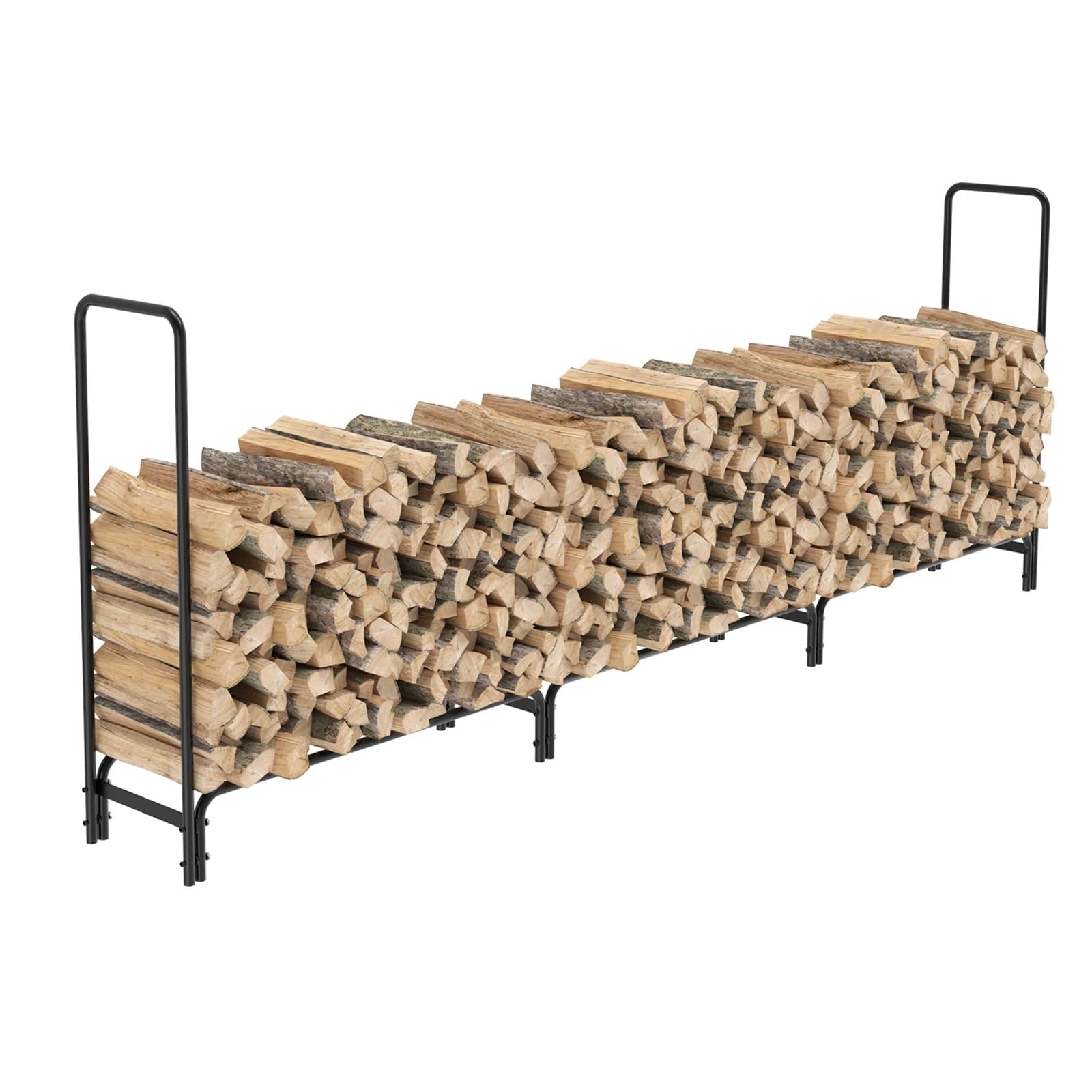 Rack per Legna da Ardere Portalegna for esterni for camino, robusto portalegna in metallo for patio e terrazza(Black 8ft)