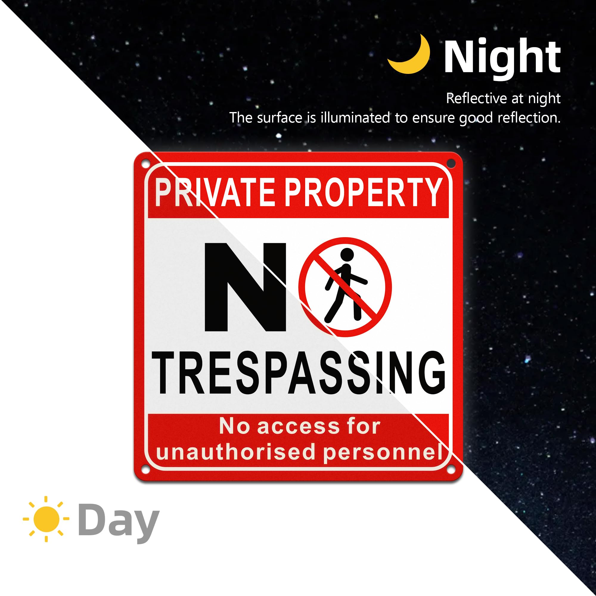 TAKULA Signs Private Property No Trespassing - 22 * 22CM No Unauthorised Access Signs for Outdoor Gate Fences - Image 3