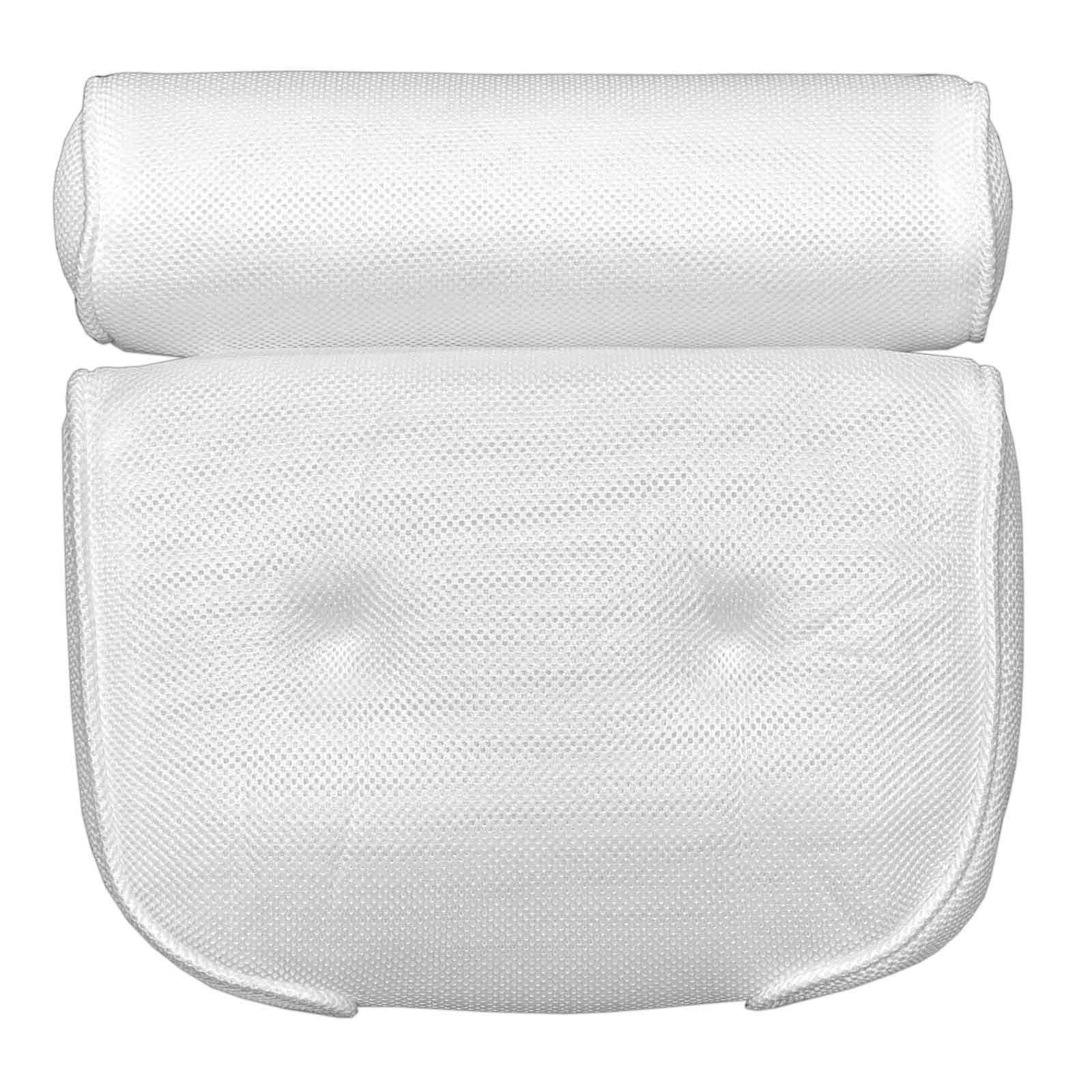 HAC24 2er Set Badewannenkissen Nackenkissen Weiß Wannenkissen Kopfkissen Polyester Badekissen Kopfstütze Badewannen Kissen