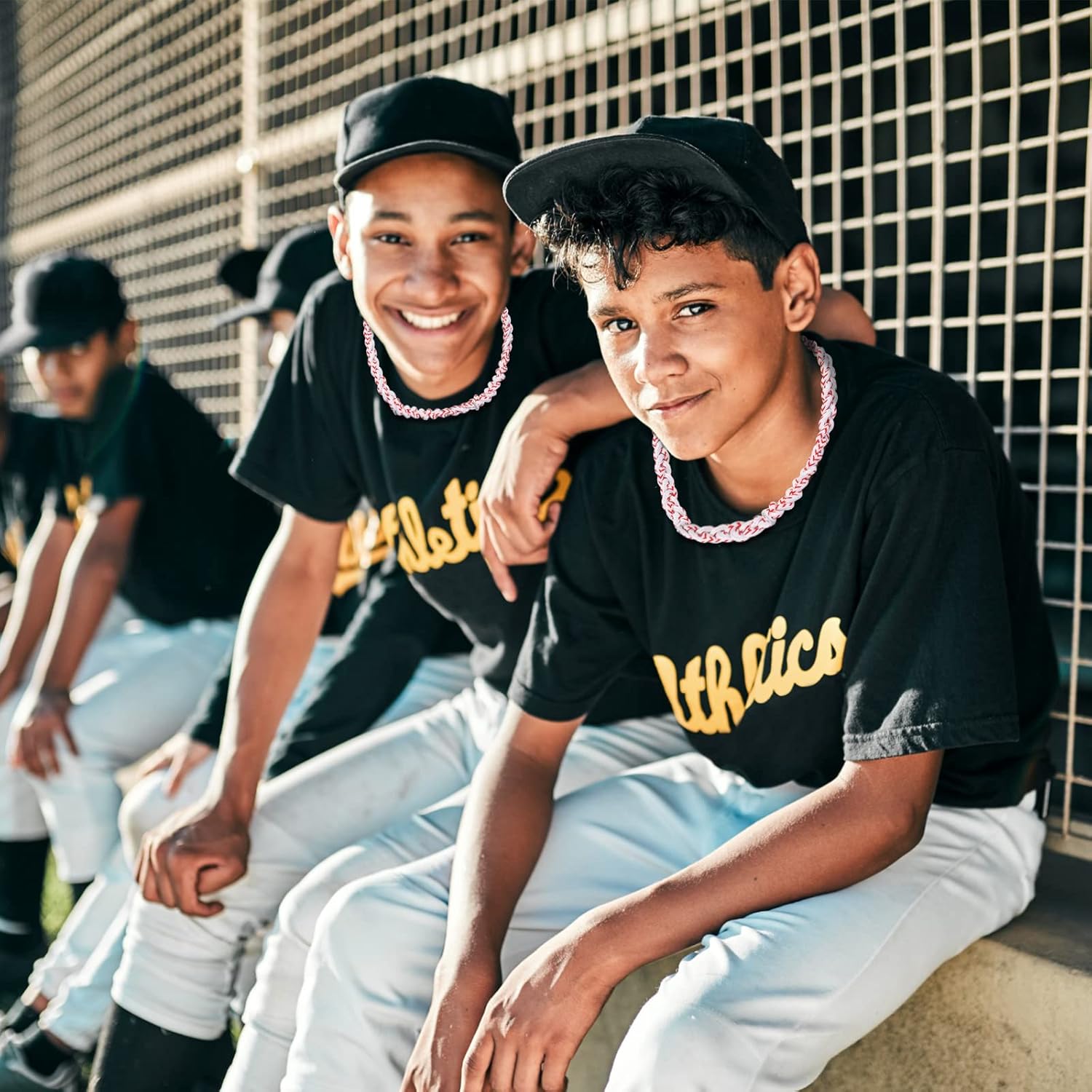 LEIFIDE 148 Pcs Baseball Party Favors Baseball Team Gifts Include Drawstring Bag, Silicone Wristbands, Keychain, Braided Rope Necklaces and Stickers Birthday Gifts for Baseball Players Lover - Image 6