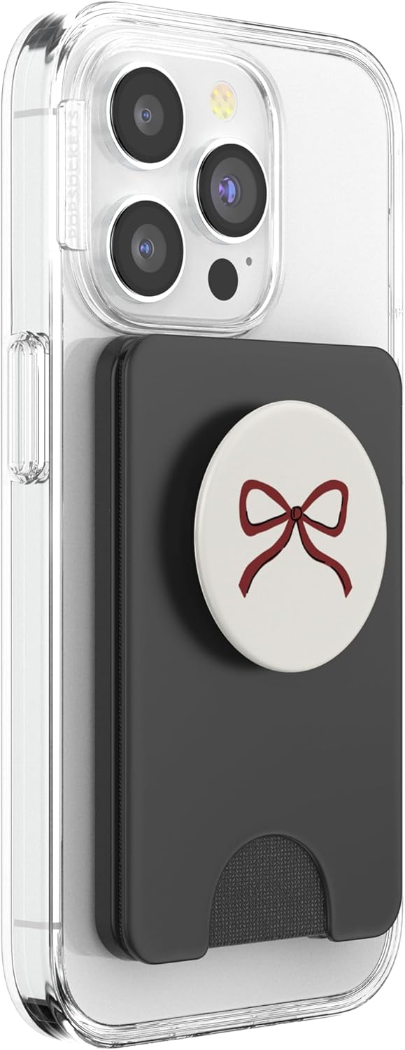 Burgundy Maroon Red Bow Coquette Aesthetic PopSockets PopWallet for MagSafe