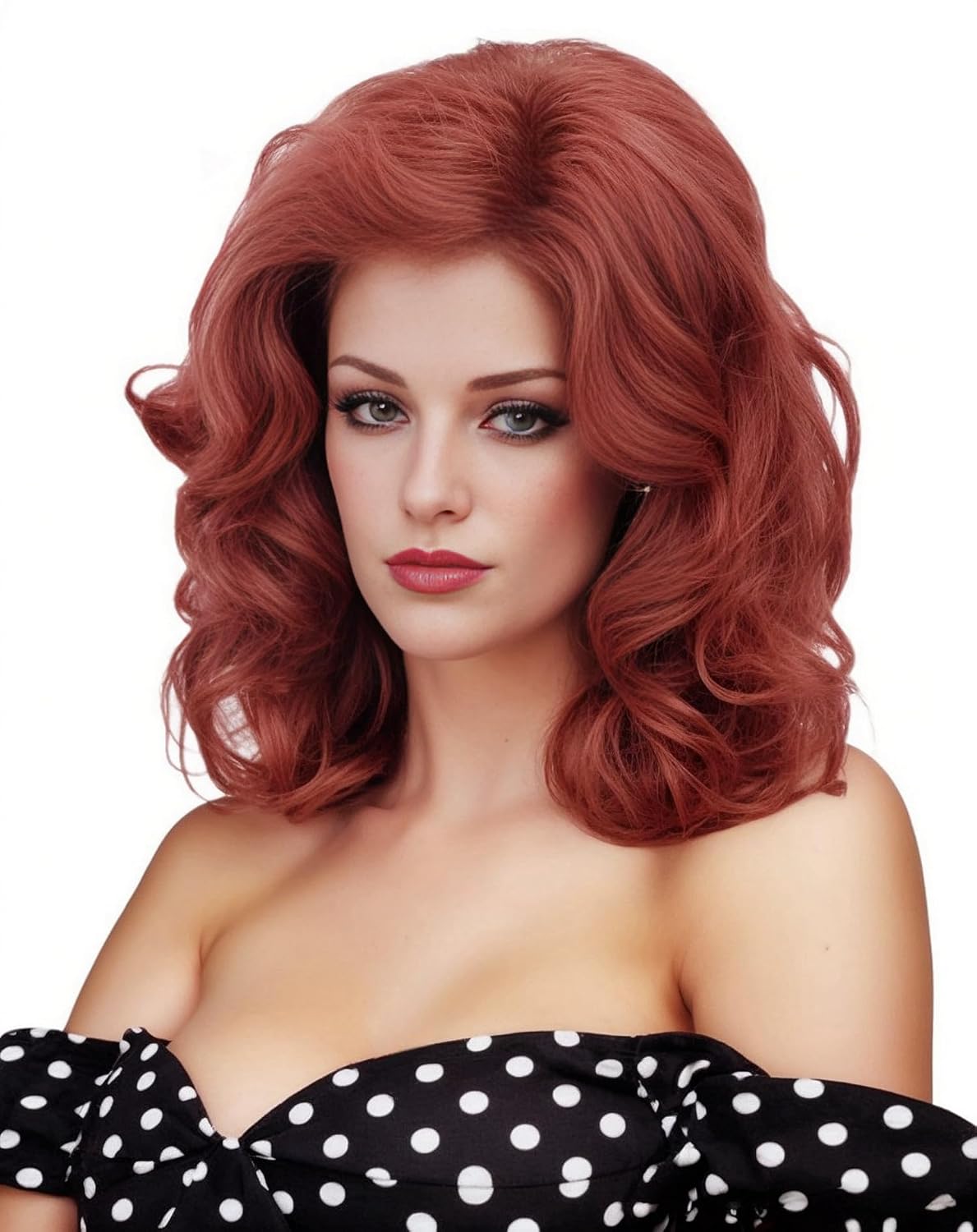 16 Inches Vintage Copper Red Wigs for Women Long Ginger Wavy Synthetic Natural Auburn Wig for 70s 80s Cosplay,Halloween,Daily Use - Image 3