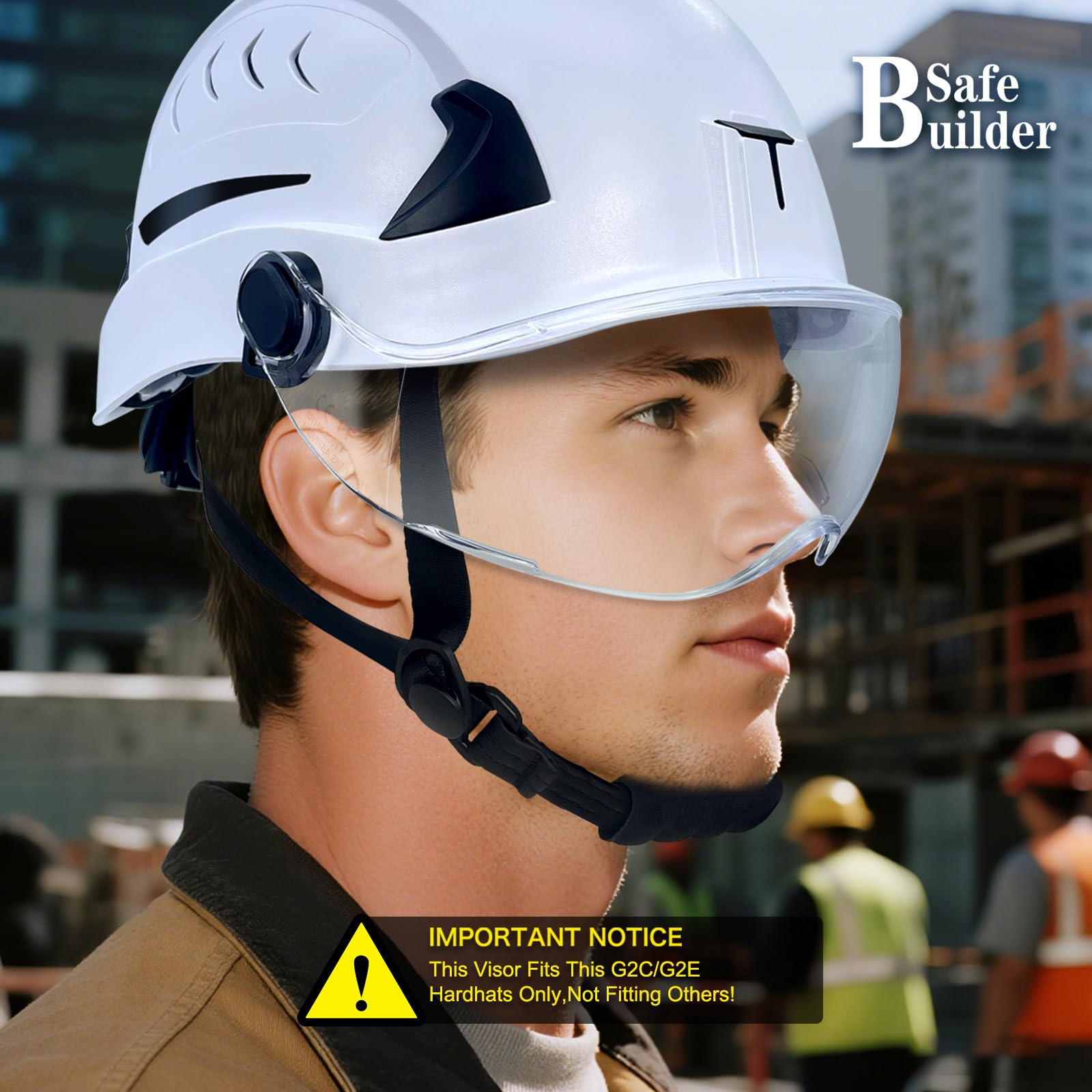 SAFEBUILDER G2C - Casco de seguridad ANSI tipo 2 clase C, casco duro, ventilado, forro EPS ligero, para trabajos de construcción en altura, rescate industrial, OSHA