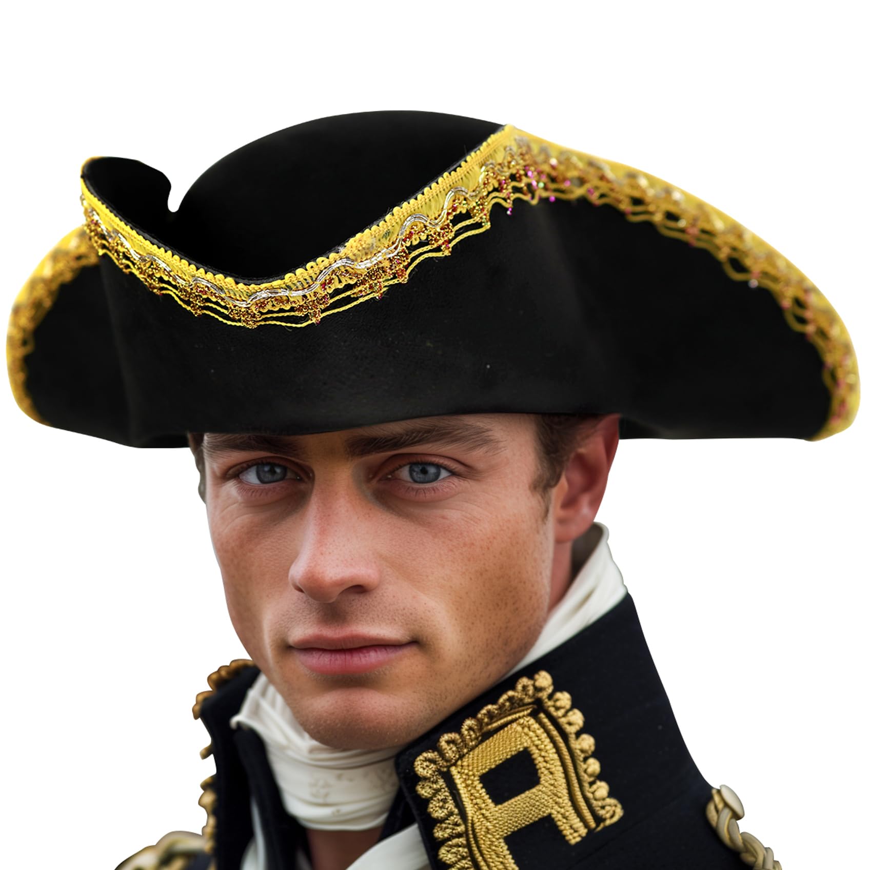 Pirate Hat for Women & Men Colonial Tricorn Halloween Adult Revolutionary war Costume Accessory