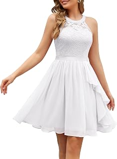 Women's Bridesmaid Dresses, Halter Sleeveless Cocktail Dress Ruffle A Line Short Prom Dress 2025