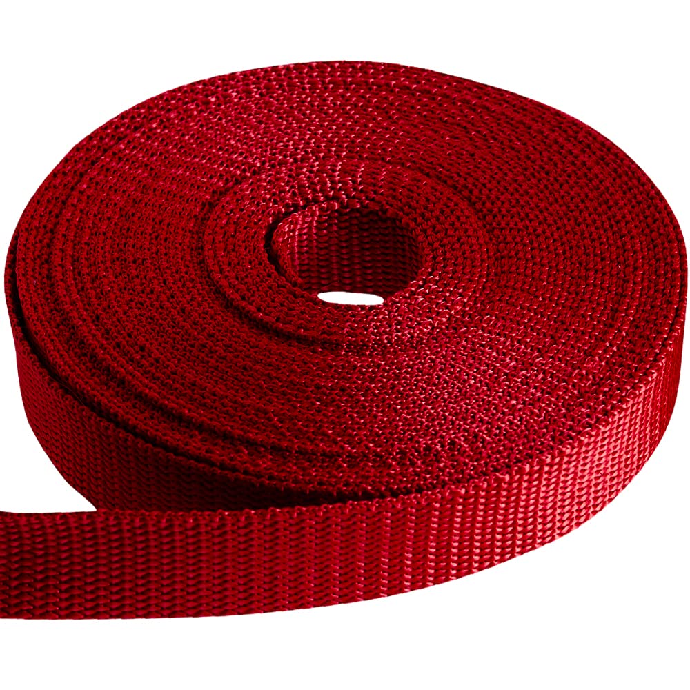 TECEUM 1" & 1.5" & 2" Webbing – 10 25 50 Yards – 40+ Colors – Heavy Duty 1 Inch 1.5 Inch 2 Inch Webbing for Climbing Outdoors Indoors Crafting DIY