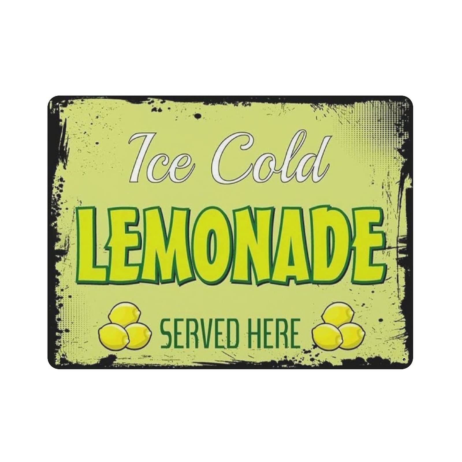 Metal Tin Sign Ice Cold Lemonade Served Here Vintage Tin Poster Metal Sign Wall Decoration Country Kitchen Home Garage Decor 12"x16"