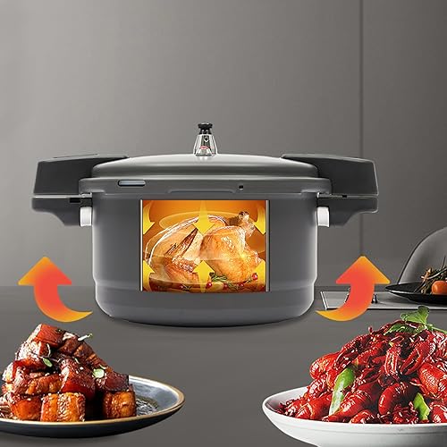 Miniatura 2 de Olla a presión y recipiente de 9.5 cuartos de galón, aluminio anodizado duro, para todas las estufas (inducción, gas, eléctrica), con sistema de 3