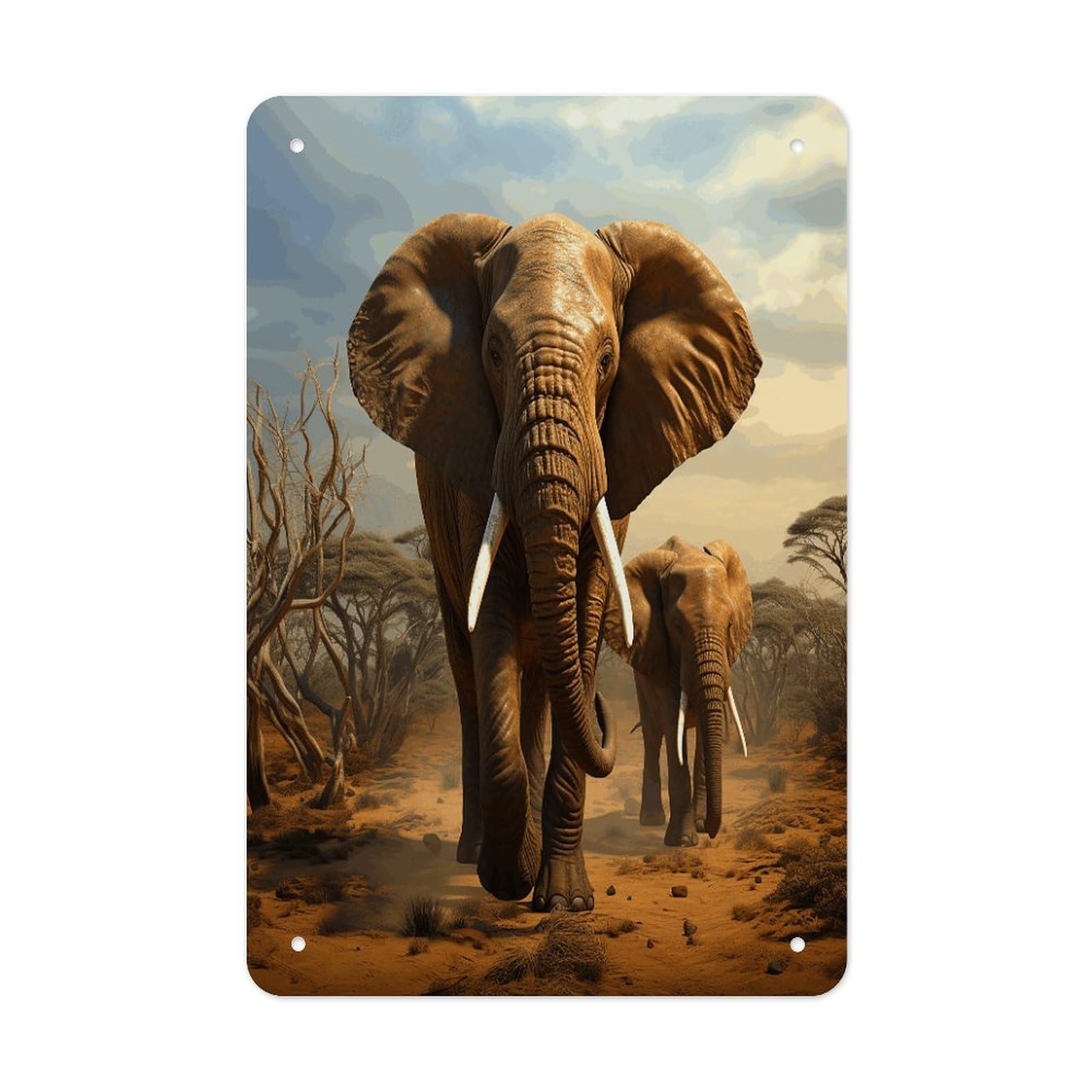 Elephant Animals Metal Tin Sign Funny Vintage Metal Signs Metal Art Poster Man Cave Decor Retro Tin Sign for Home Office Kitchen Bar Cafe Garden Wall Decor 11.8 X 7.9 Inch