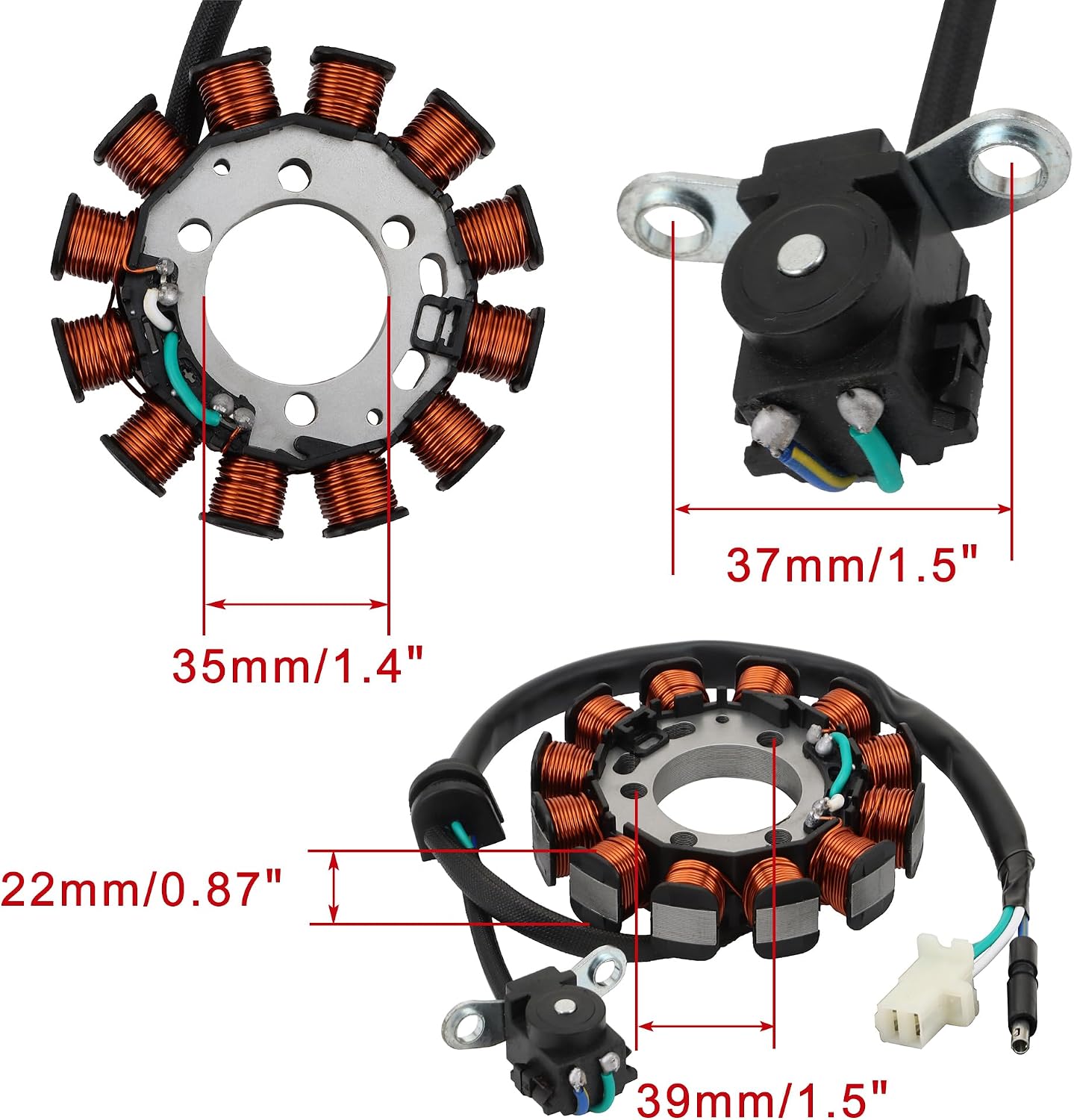 WOOSTAR 12 Coil 3 Wire Magneto Stator Replacement for 2013-2018 CRF110F OEM 31120-KYK-911