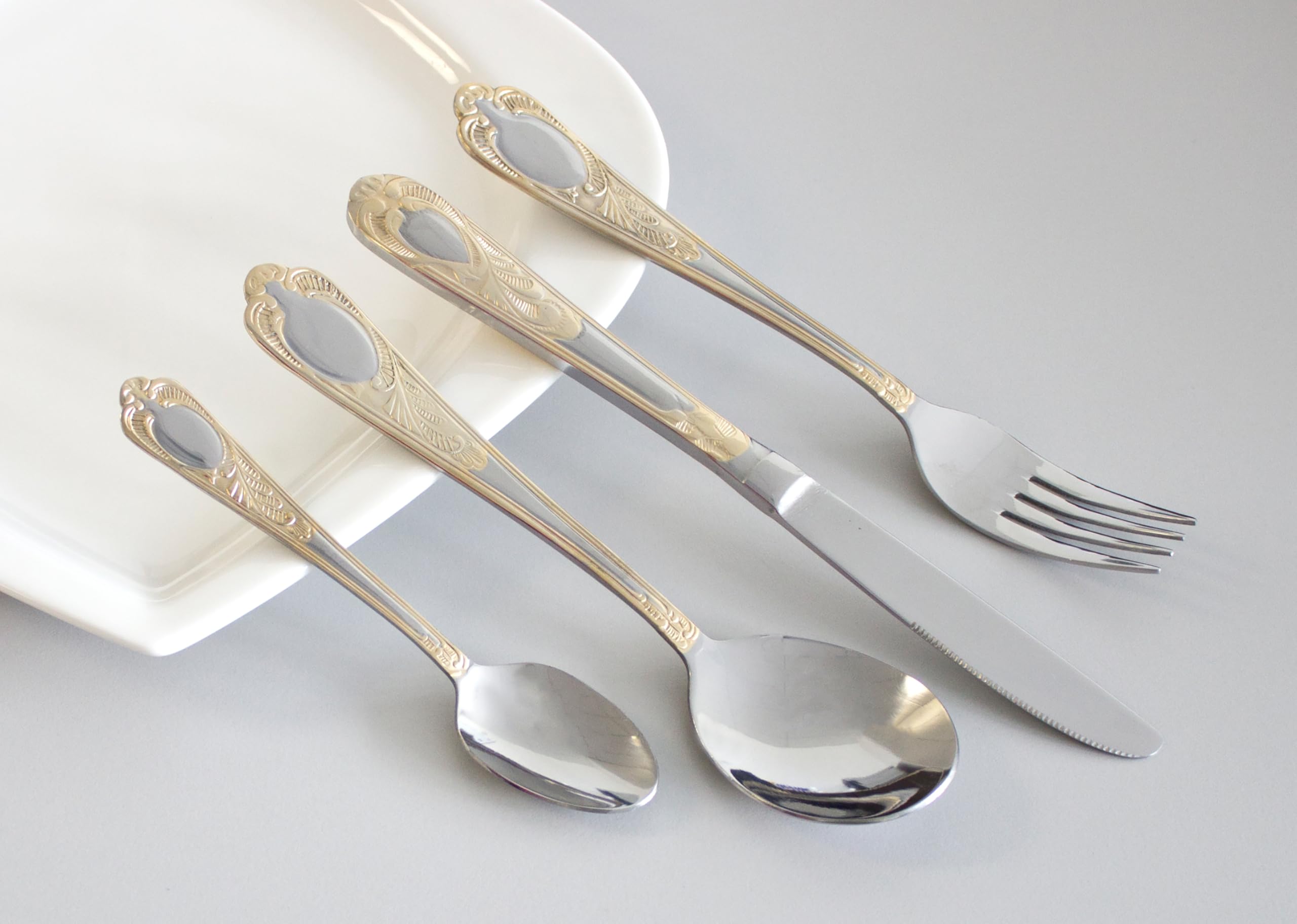 Karcher Besteckset Boston 72-teilig für 12 Personen – Elegantes Tafelbesteck aus Edelstahl mit dekorativer Vergoldung – Spülmaschinengeeignet – Stilvolles Besteck für Alltag und Feste