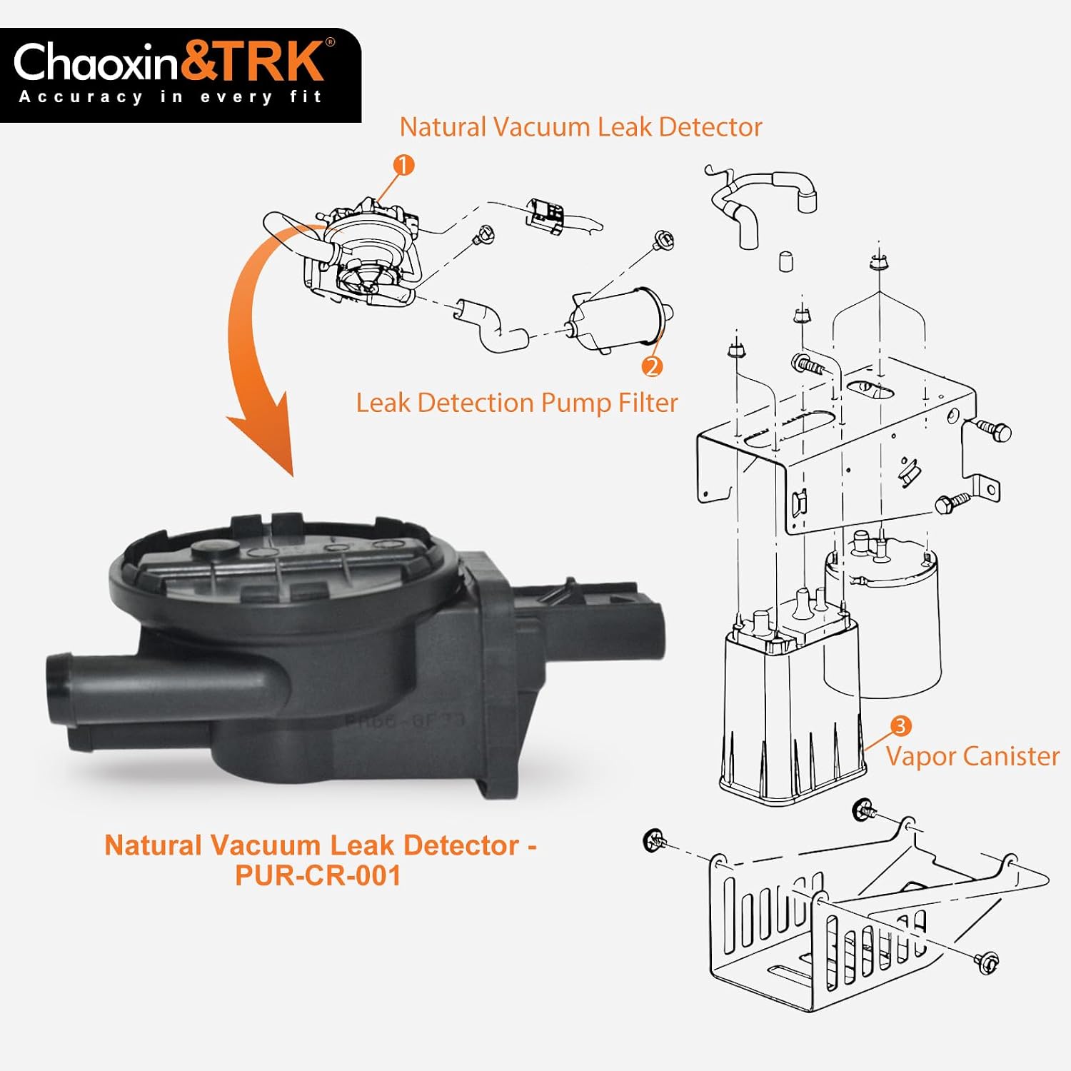 Chaoxin@TRK PUR-CR-001 V8 4.7L 5.7L Engine Natural Vacuum Leak Detector Vapor Leak Detection Pump Fit Ram1500 2500 Pacifica 300 Charger Wrangler 2002-2007 Replace OE 4891427AB