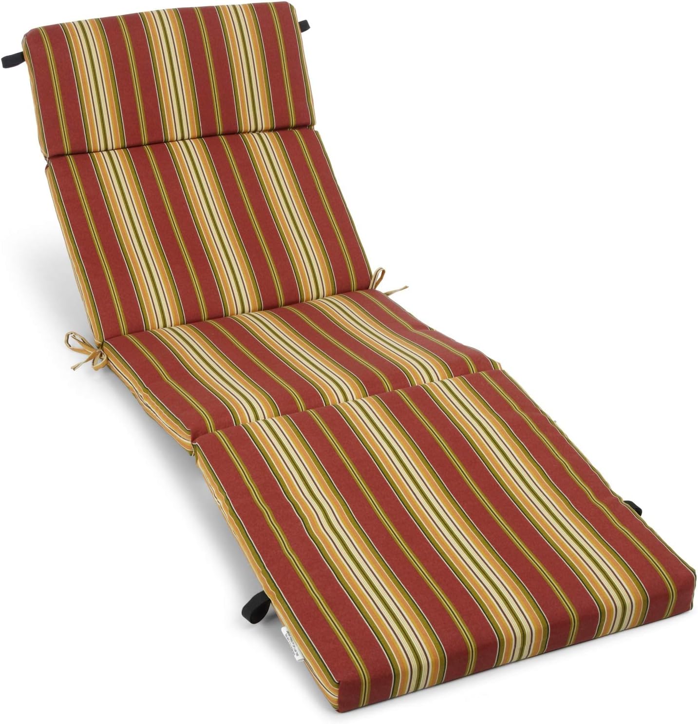 Blazing Needles Outdoor Chaise Lounge Cushion, 72" x 24", Kingsley Stripe Ruby