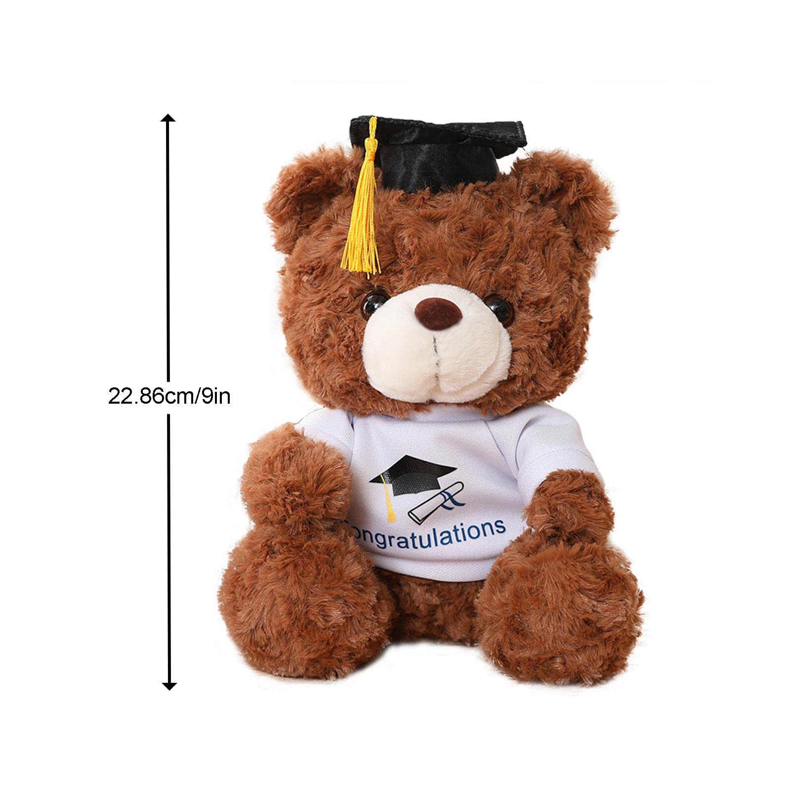 Brubaker Orsacchiotto di Peluche con Occhiali, Diploma e Cappello da Dottore - Giocattolo di Peluche per la Laurea o Gli Studi 25 cm - Marrone Chiaro