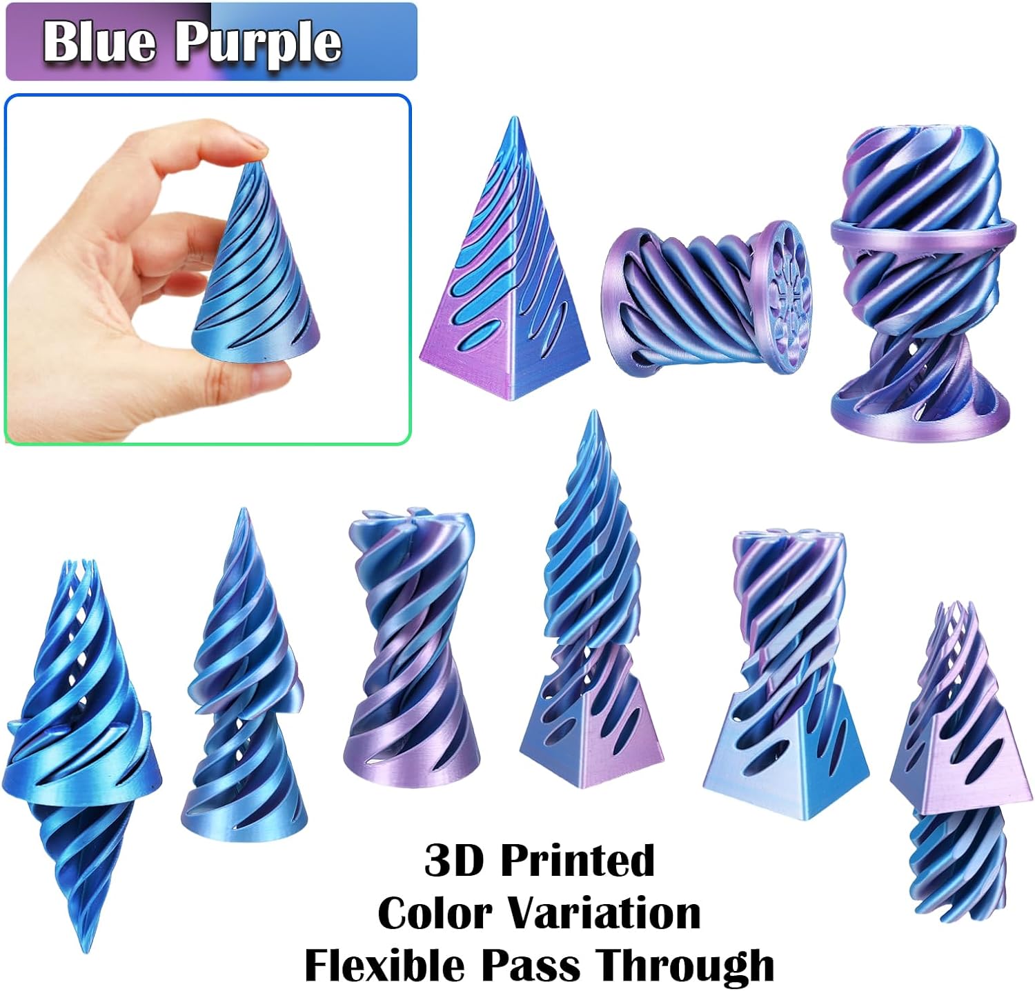 3D Printed Impossible Pyramid Passthrough Sculpture, Cone Fidget Toy, Impossible Cylinder Anxiety Relief Toy, Magic Impossible Passthrough for Desktop Decoration Toy