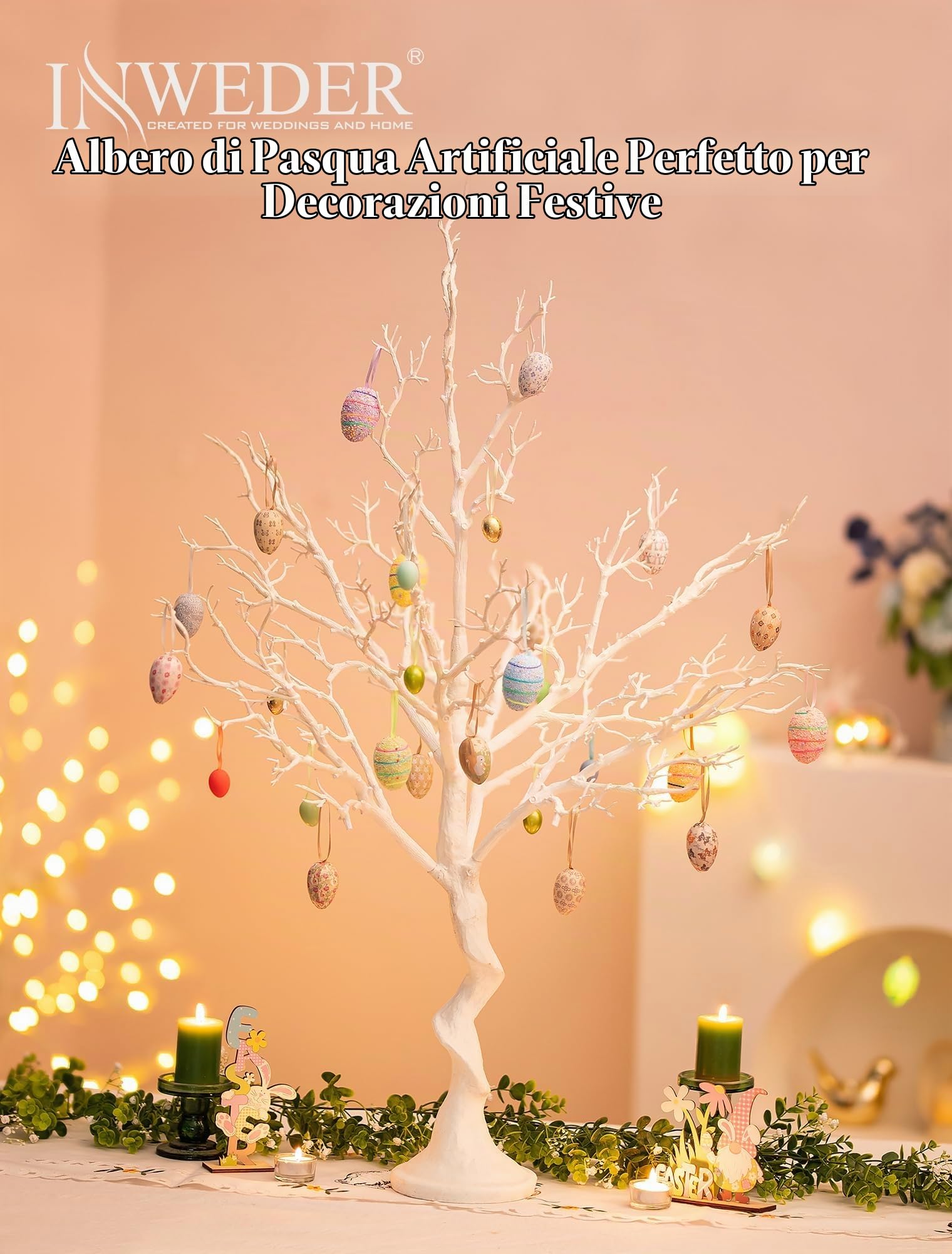 Alberi Artificiali Bianchi per Natale Decorazione, 105cm | Riutilizzabili, Decorazioni da Appendere Fai Da Te, Albero Alto per centrotavola, matrimoni, Pasqua, Halloween, compleanni