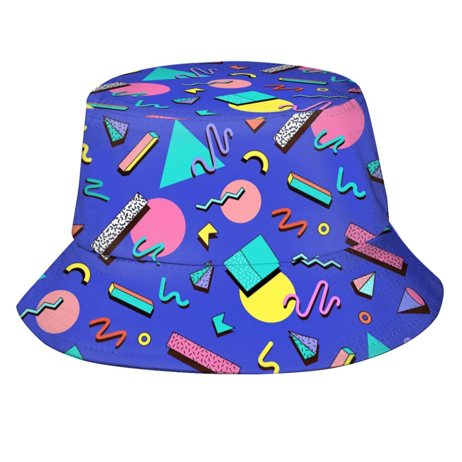 Buy Retro 80s 90s Memphis Bucket Hats for Women Men Summer Travel Beach