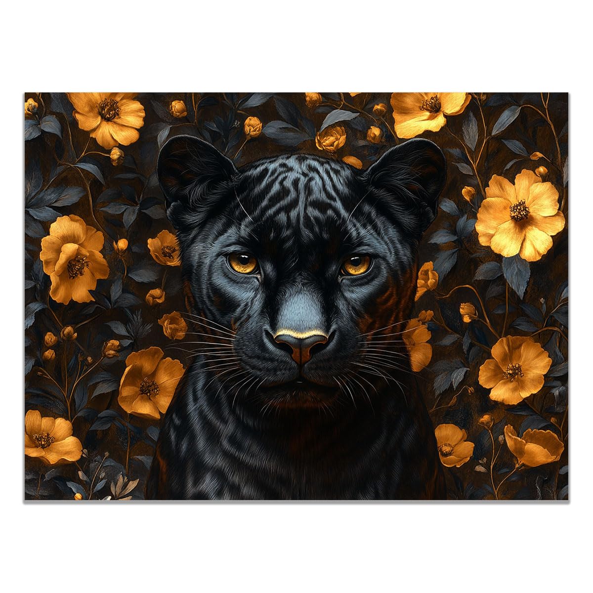 TZKRWRH Leopard Wall Art Print Home Decor, Cheetah Jungle Poster Panther Golden Floral Minimal Animal Prints Modern Paintings Maximalist Decoration(Black 41)-50x75cm Unframed