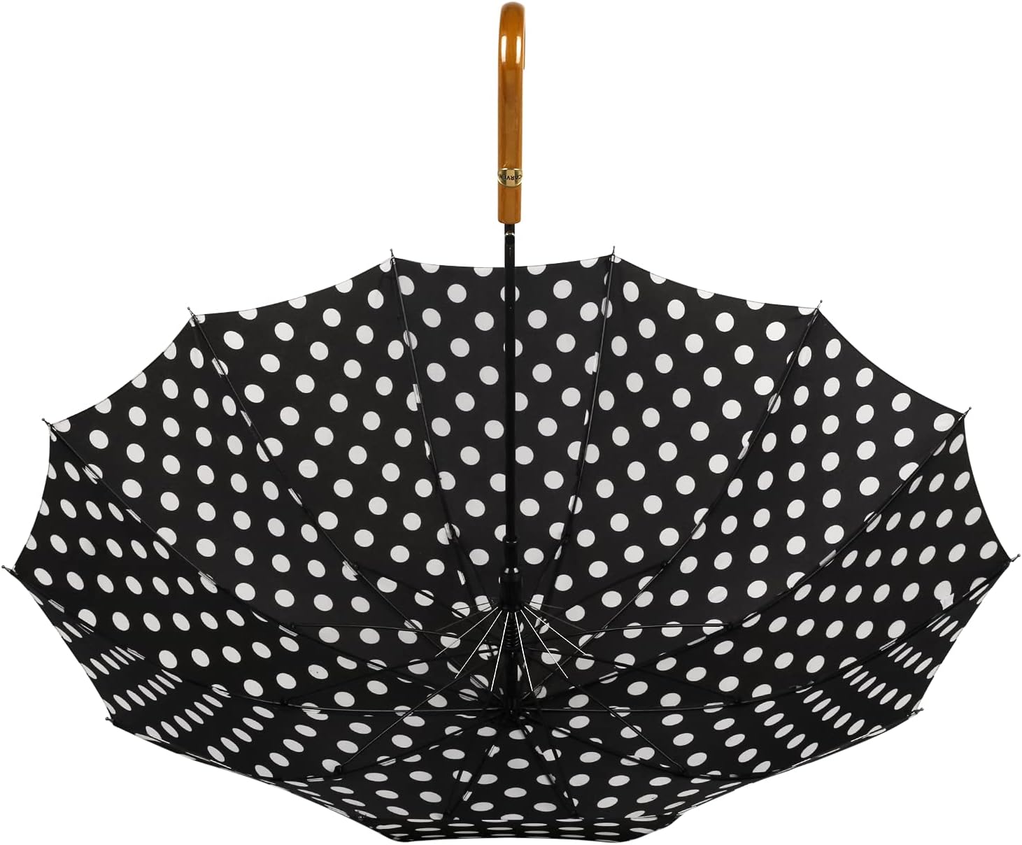 Agaric Classic Wooden Hook Handle J Stick Umbrella Auto Open Windproof Umbrella for Women (Black) - Image 4