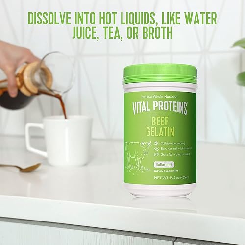 Miniatura 6 de Gelatina de carne vacuna, proteína de colágeno, criado a pastura, alimentado con pasto, sin OGM, Vital Protens