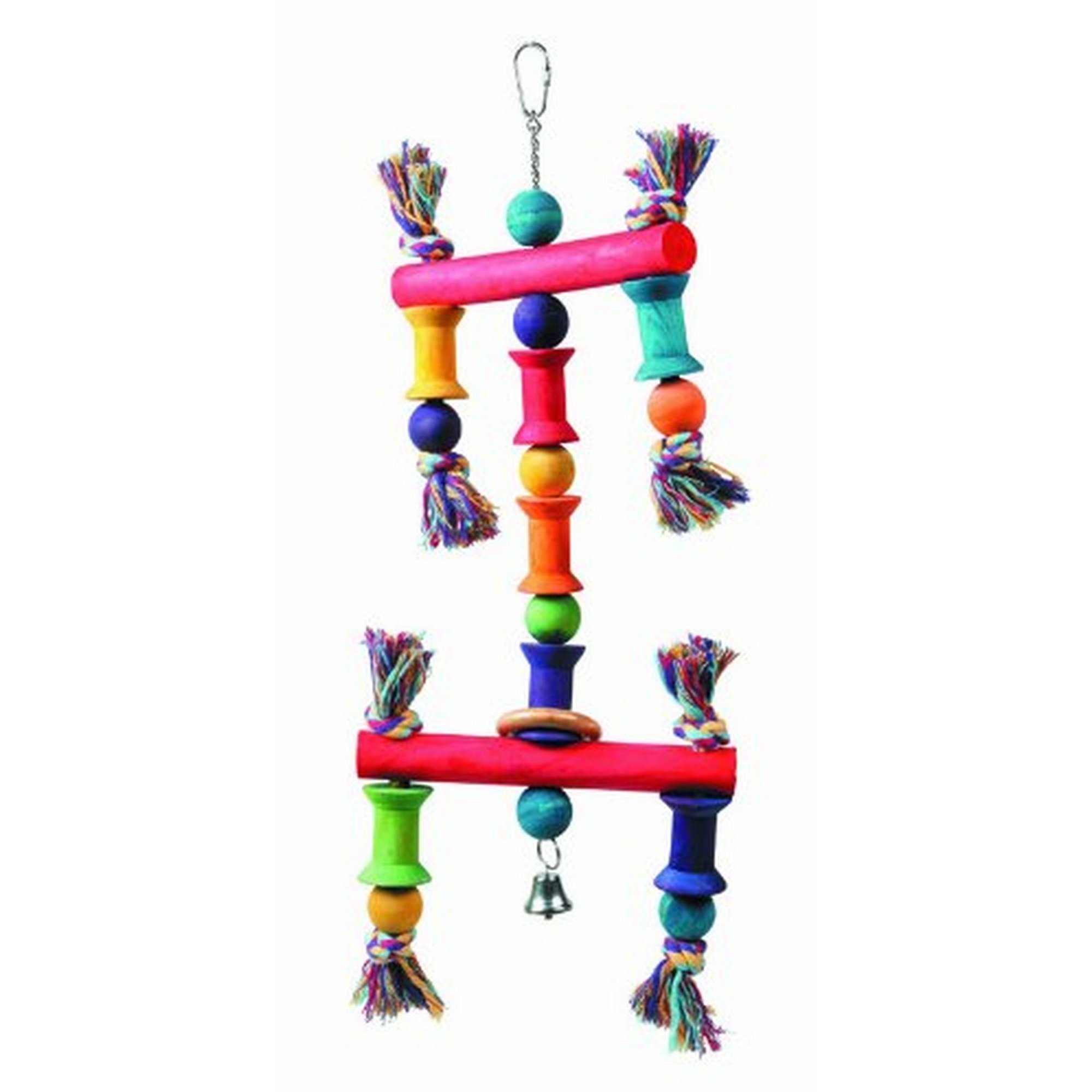 HAPPYPET Wooden Juggler Bird Toy Natural Strong Climbing Durable Interactive Hanging Exercise Playing Cage Accessory for Parrots Cockatiels Budgies