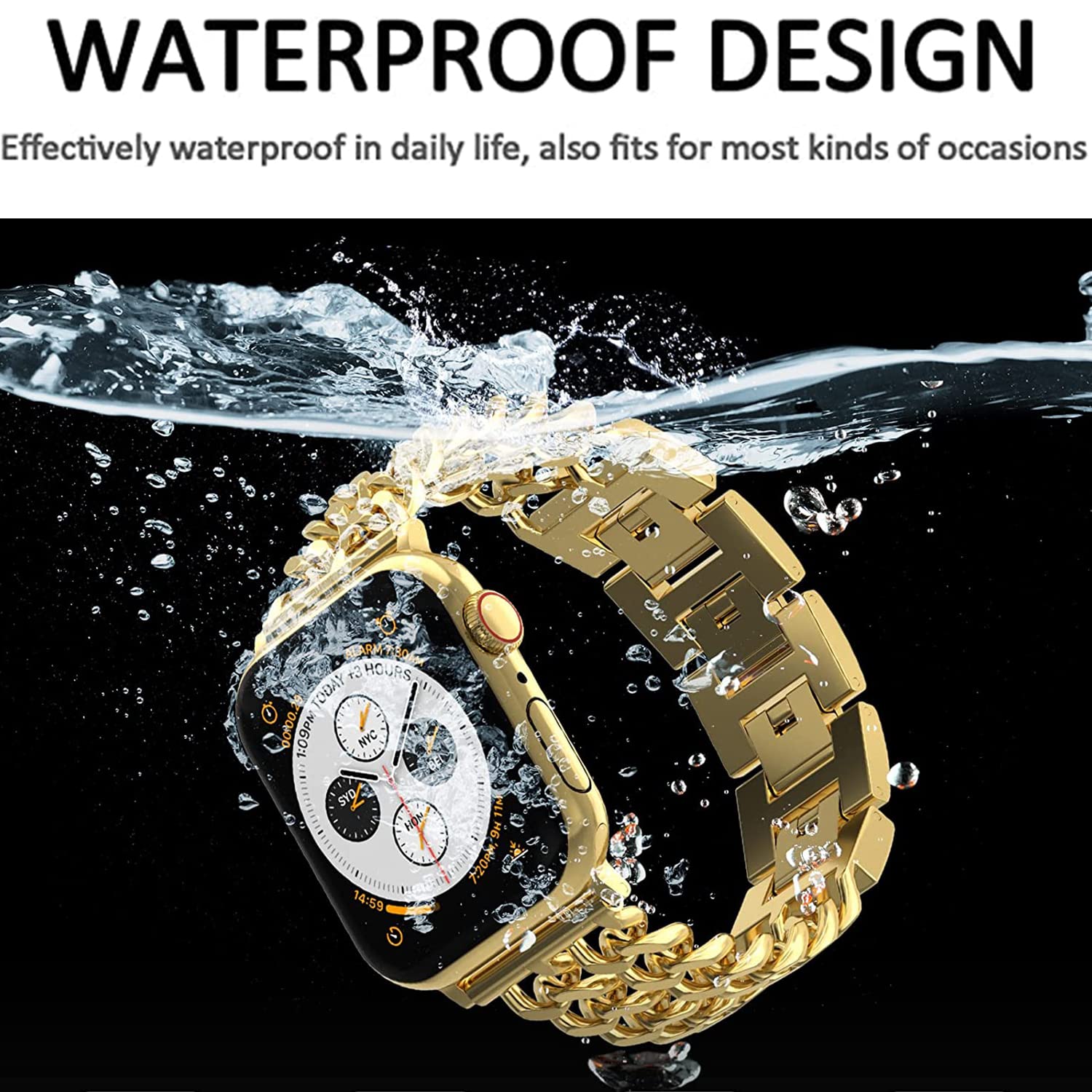 Miimall for Apple Watch Ultra 2/Series 9 Strap, Metal Strap for iWatch 38/40/41/mm 42/44/45/49mm - Image 3