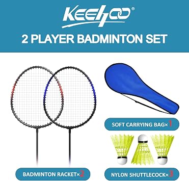 KH 2-4 Player Badminton Rackets Set for Adults Kids,Family Back Garden Sports Games,Racquets,Shuttlecocks & Carry Bag Included