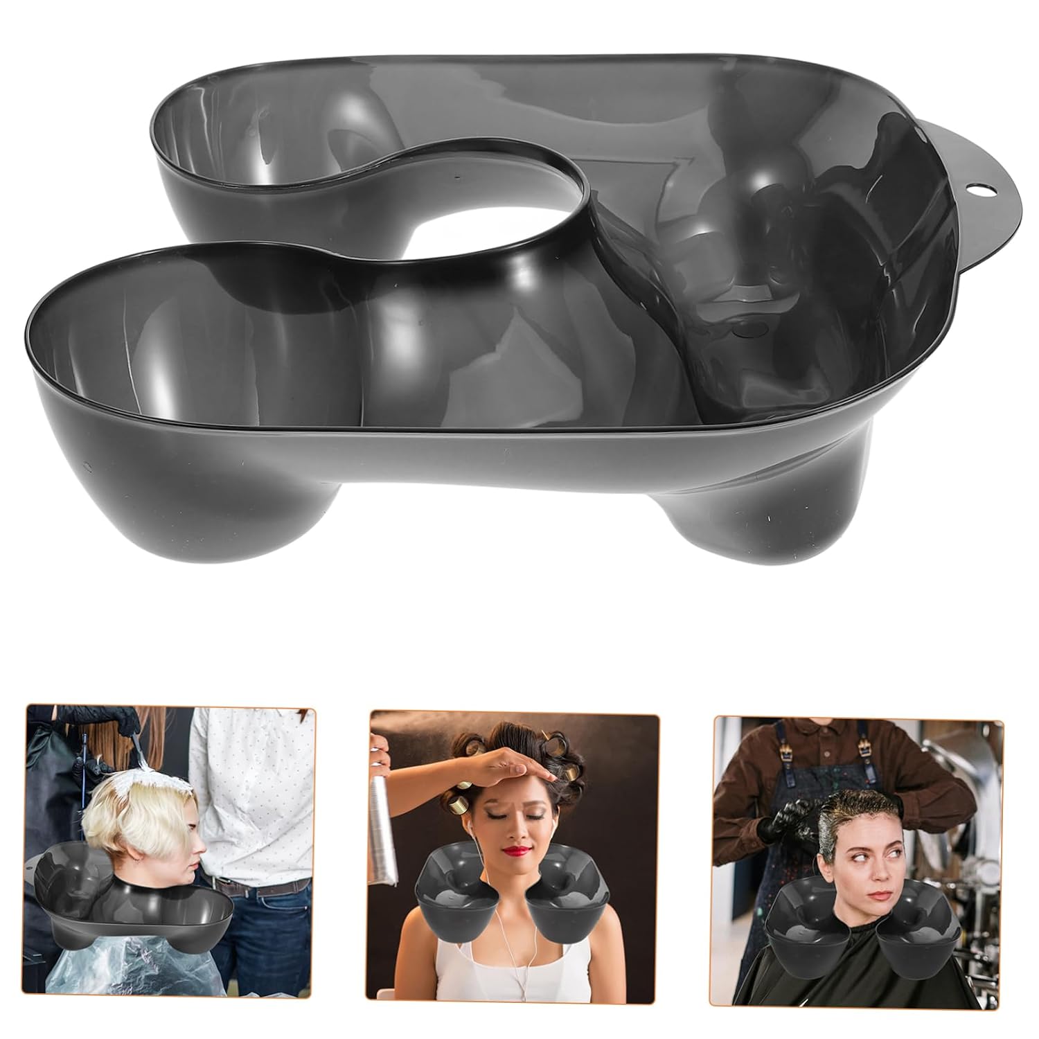 Salon Neck Tray for Hair Perming and Dyeing, Reusable Plastic Black