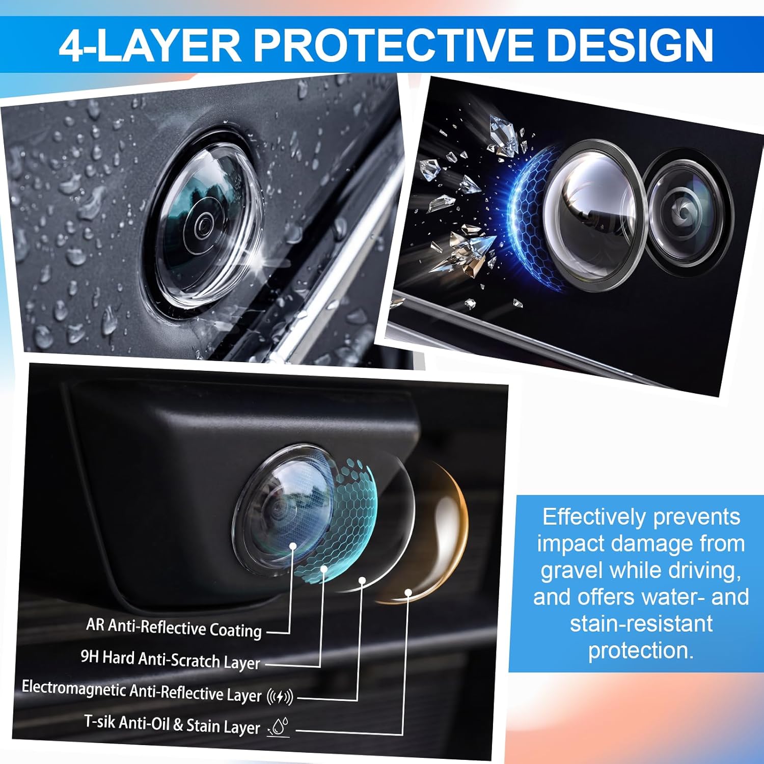 BBTO 2 Pcs Clear Rear View Backup Car Camera Lens Protector All-Round Car Backup Camera Protective Sticker, Anti-Scratch Waterproof Easy Stick Installation