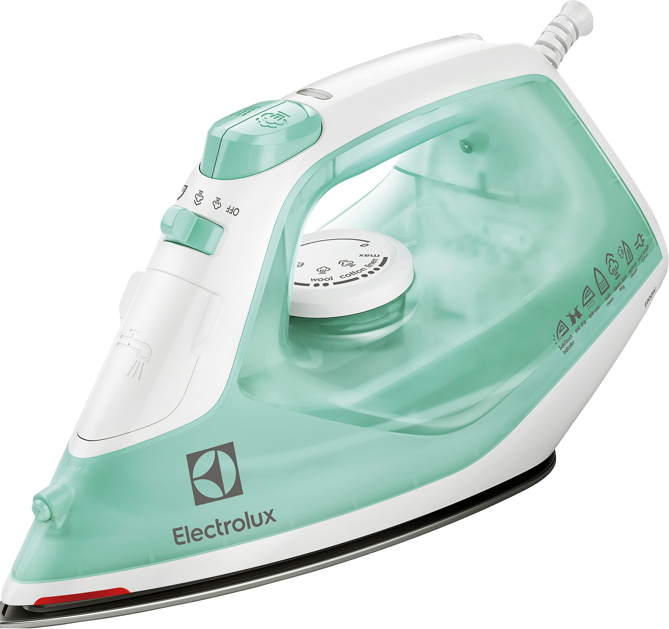 Electrolux Steam Iron 2200W with Powerful Steam Shot, Non-Stick Sole Plate, Anti Calc Drip Self Clean & Auto Shutoff, Automatic Steam Adjustment, Safe Touch Indicator, Light Weight-Easy to Use EDB1720