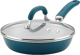 Rachael Ray Create Delicious Deep Nonstick Frying Pan / Fry Pan / Skillet with Lid - 9.5 Inch, Blue