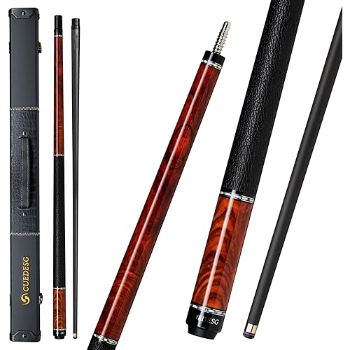 Carbon Fiber Pool Cue Stick 10.5mm/11.8mm/12.5mm,Low Deflection Pool Stick with Rare Wood Butt,Professional Cue Stick with Box Case