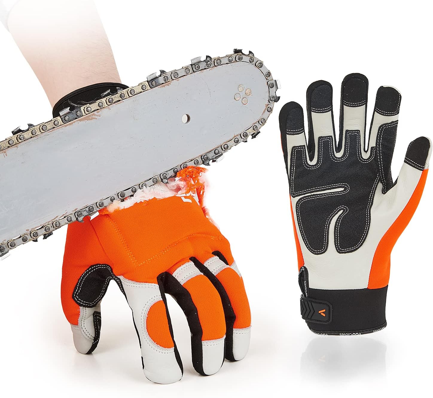 Vgo... Leather Chainsaw Gloves,both hands Protection(CA9760CS,L)