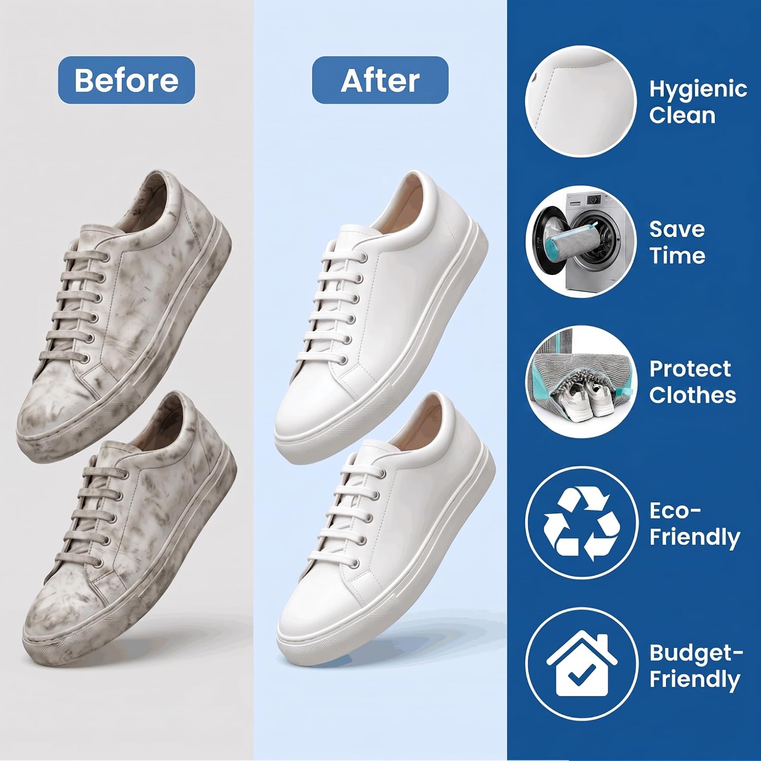 2-Pack Shoe Washing Machine Bag, Microfiber Chenille Laundry Bag for Sneakers - Self-Locking Zipper, 360° Deep Clean, Noise Reduction, Fits All Shoe Sizes, for Tennis Running & Kids Shoes