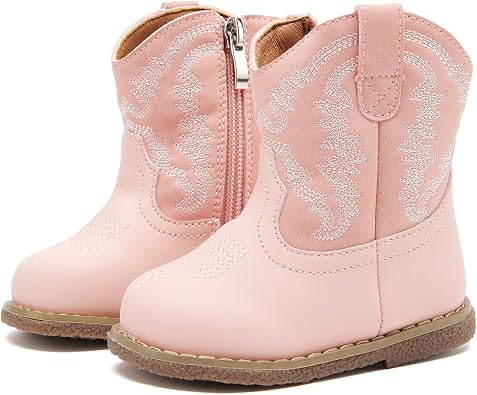 BMCiTYBM Baby Cowboy Cowgirl Boots Infant Western Boots Toddler Boys Girls Round Toe Riding Mid Calf Boots All Seasons for 6 9 12 18 24 Months