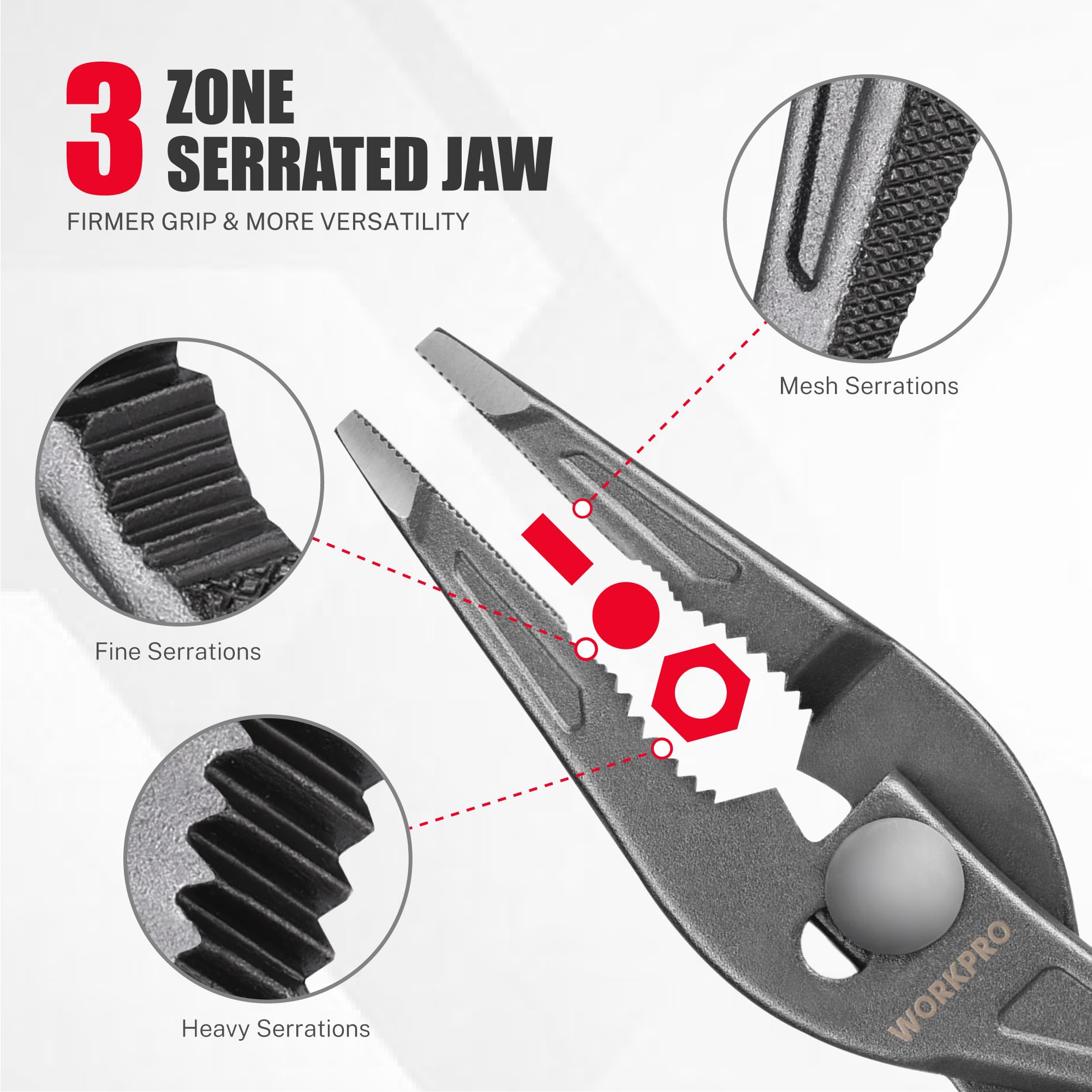 WORKPRO 8'' Long Nose Slip Joint Pliers, CR-V Needle Nose Pliers