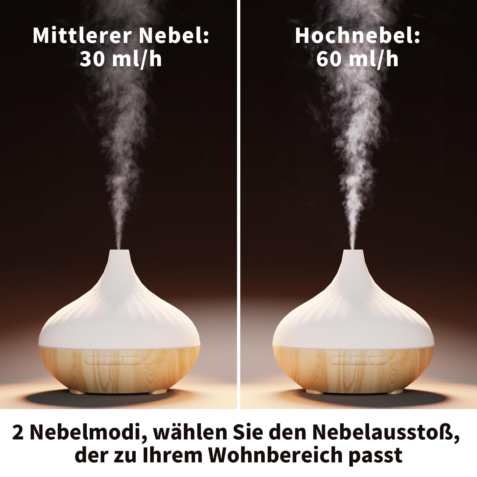 Aroma Diffuser für Duftöle 500ML,mit Fernbedienung und Flower Ätherische Öle Set 6x10 ML,4 Timer-Einstellung,7 Arten LED Lichtfarben