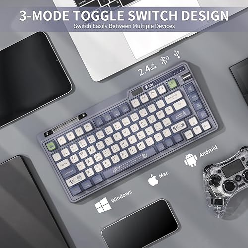 Miniatura 5 de Teclado mecánico K75 PRO RGB 75% de junta inalámbrica, triple modo BT 5.02.4GUSB-C 82 teclas teclado para juegos intercambiable en caliente con