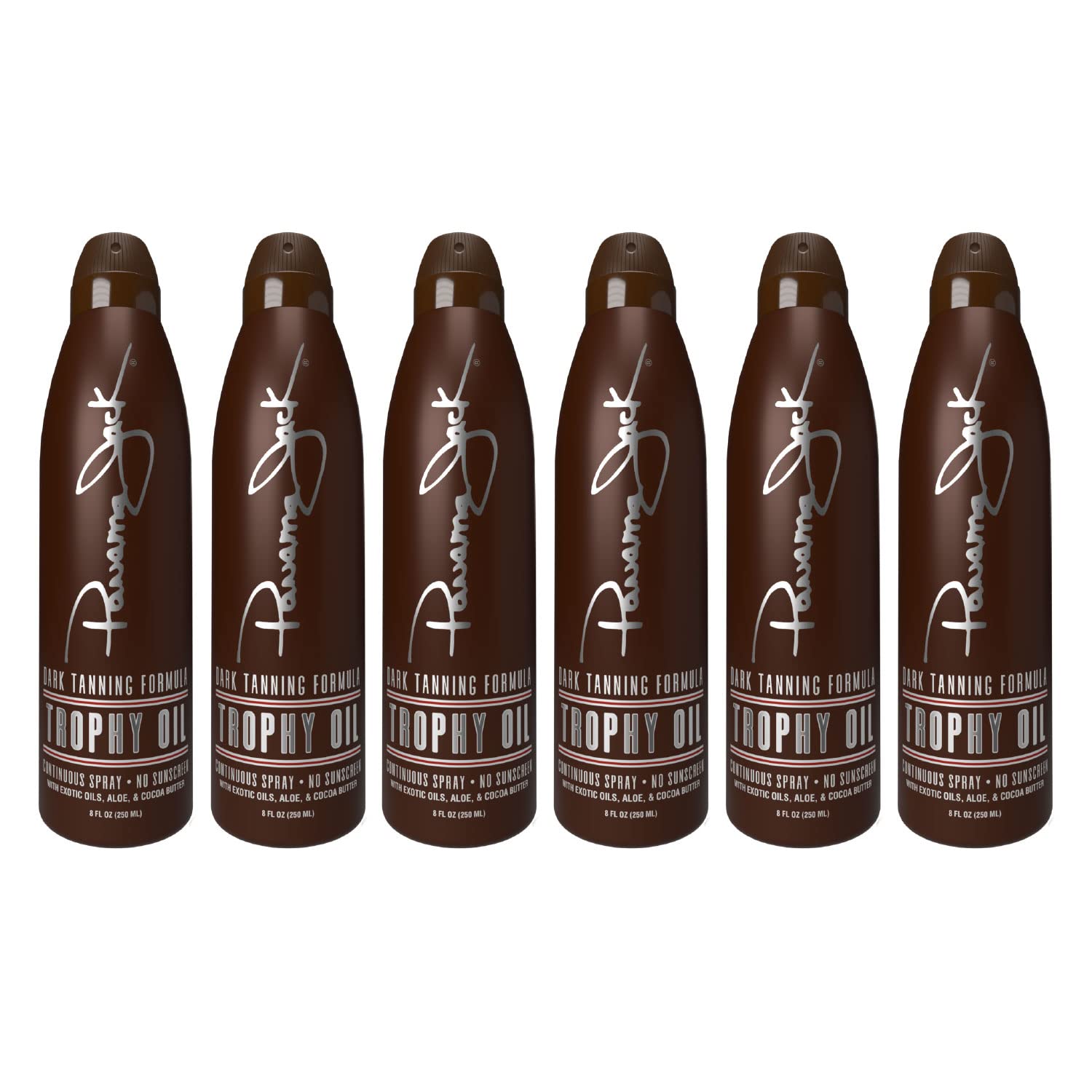 Trophy Suntan Oil - Contains No Sunscreen Protection (0 SPF), Light Formula with Exotic Oils, Aloe and Cocoa Butter, Tropical Fragrance, 5.5 OZ (Pack of 6)