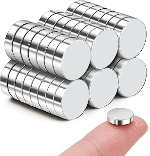 SMARTAKE 45 Pack Small Neodymium Refrigerator Magnets 10x2.6mm Silver Round Fridge Office Whiteboard Magnets for Home Kitchen School