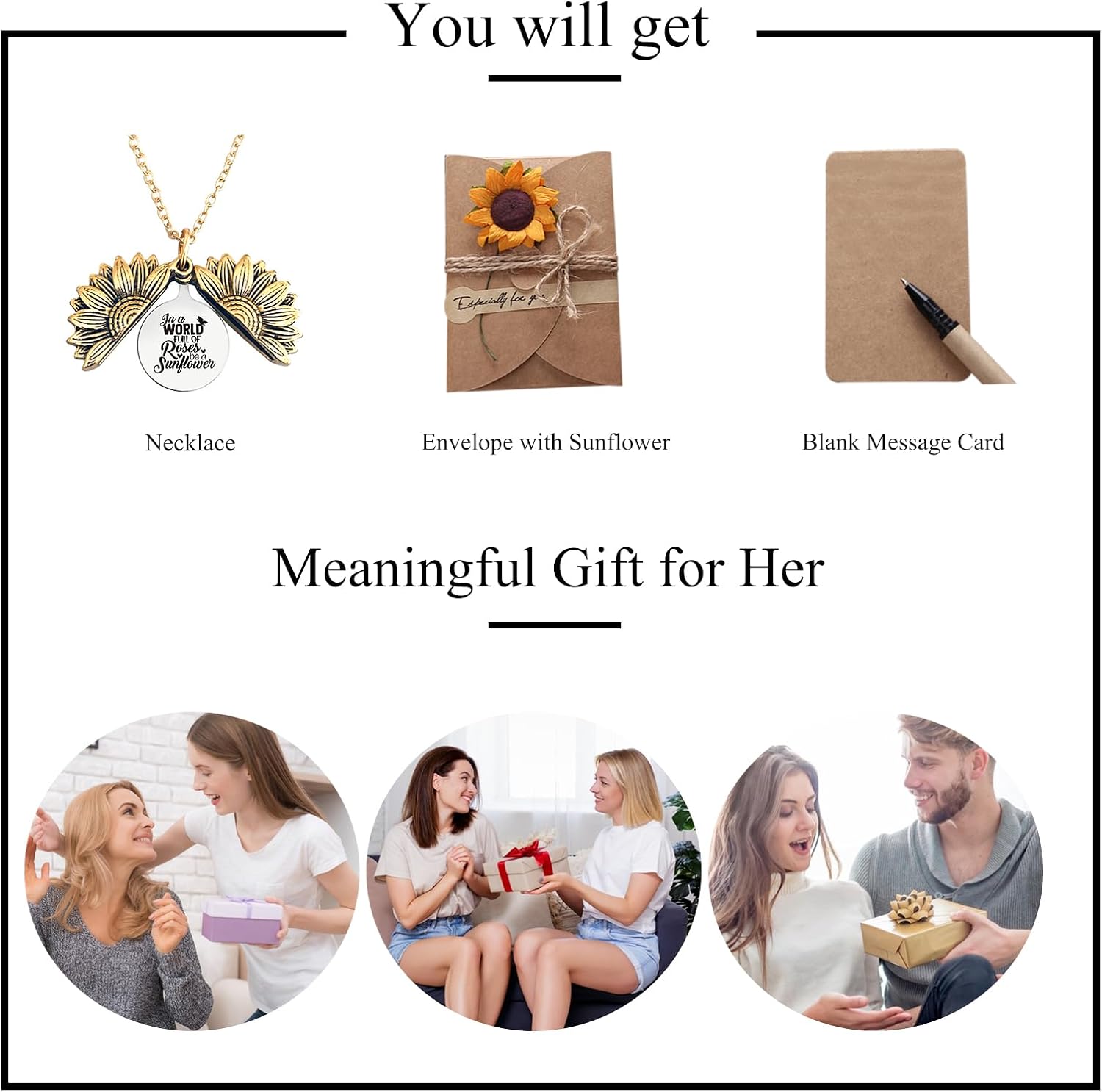 You Are My Sun Shine Sunflower Locket Necklace, Cool Graduation Gifts for Her 2024, Inspirational Birthday Gift for Daughter Mother Sister Friends Friendship Women Girl Handmade Customized