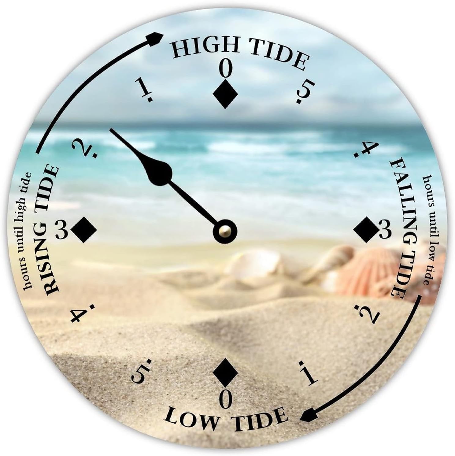 Tide Clock Beach Ocean Time Coastal Clock Moon Tidal Prediction Clock with High and Low Tide Nautical Tide Movement Clock for Beach House Deck Novelty Gift for Grandfather Grandfather