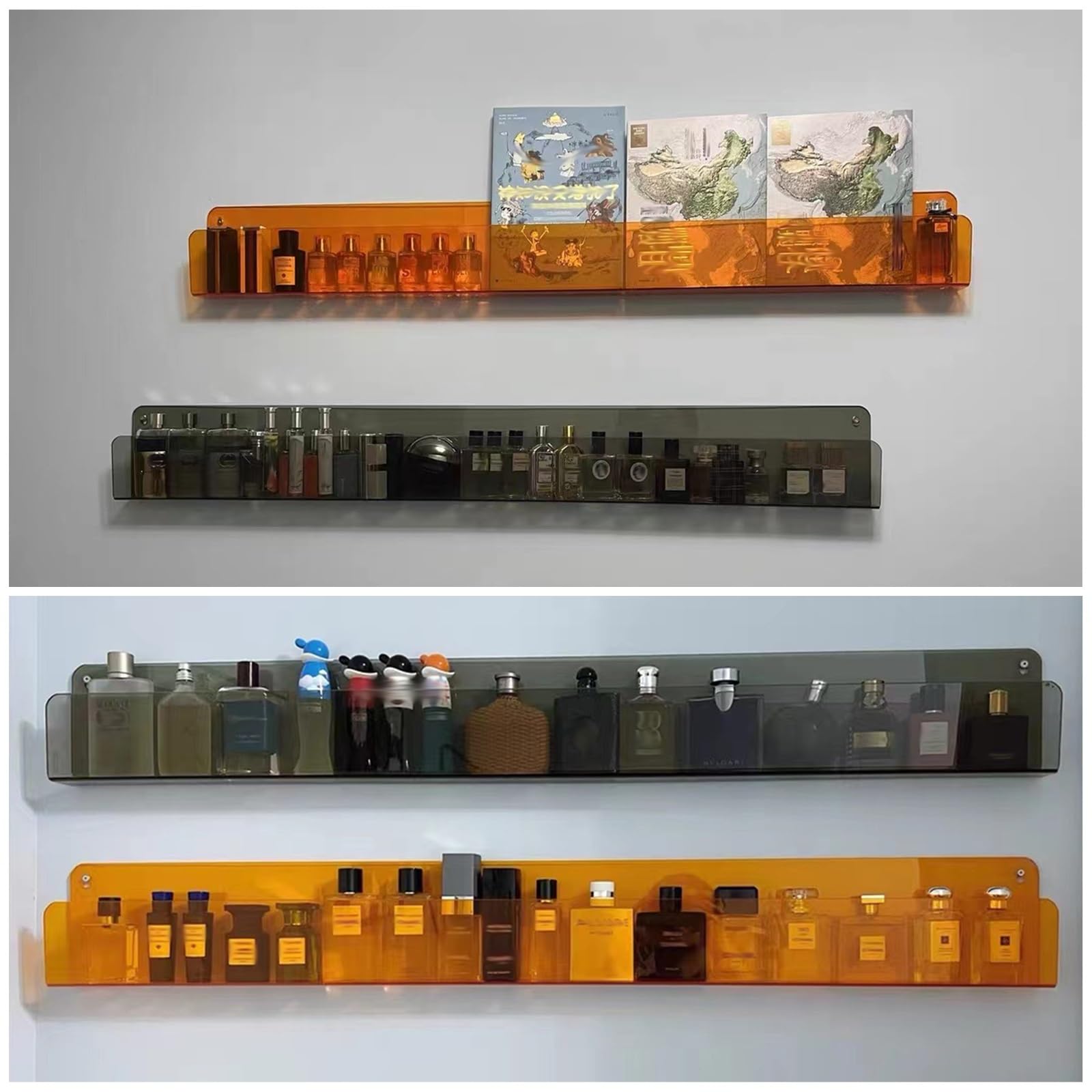 zeitungsständer 2 Pack Acryl Broschürenhalter Wandmontage, Zeitschriftenständer Bad 40 60 80 100 120 cm, Zeitungsregal Aktenständer für Prospekte/Speisekarten/Zeitschriften(Blue,L 80cm/31.5in)