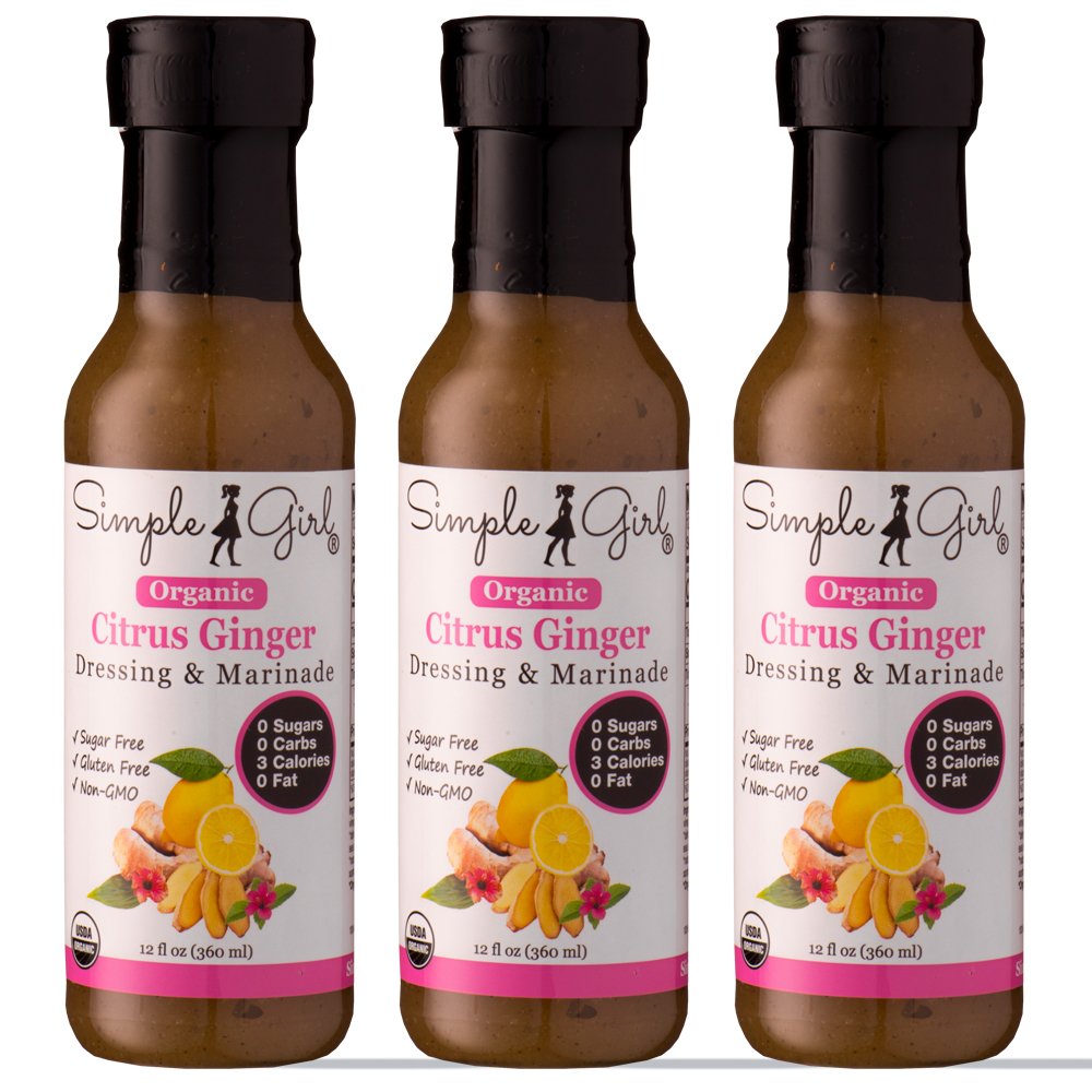 Amazon.com : Simple Girl Citrus Ginger Salad Dressing and Marinade - Sugar  Free, No Carb, Fat Free, and Gluten Free Dressings for Healthy Eating - 12  oz Bottle (3 Pack) : Grocery & Gourmet Food