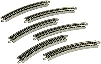 Vista 1 de Bachmann Trains - Snap-Fit E-Z TRACK 11.25” RADIUS CURVED TRACK (6/card) - NICKEL SILVER Rail With Grey Roadbed - N Scale, 8
