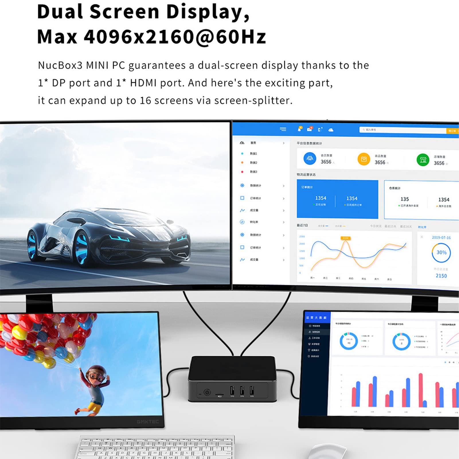 Mini PC, 11 Mini Computer, 4 Cores 4 Threads DDR4 8GB+256G 4K 60Hz