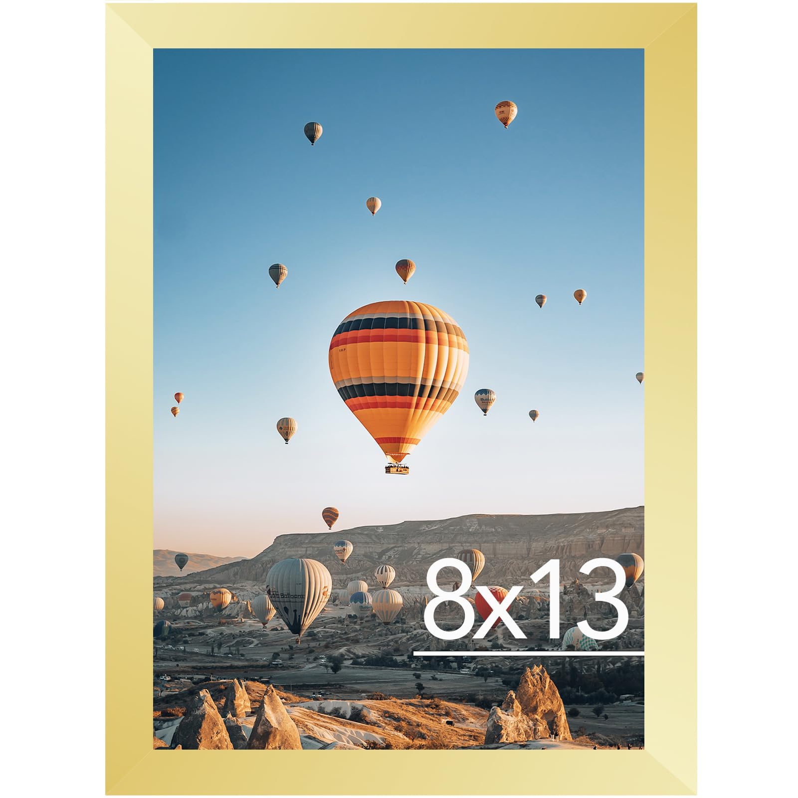JCJMY 8x13 Picture Frame Gold for Wall Hanging or Tabletop, Wall Mounting Horizontally or Vertically, 8 x 13 Wall Gallery Poster Photo Frame with Shatter Resistant Plexiglass, Gold